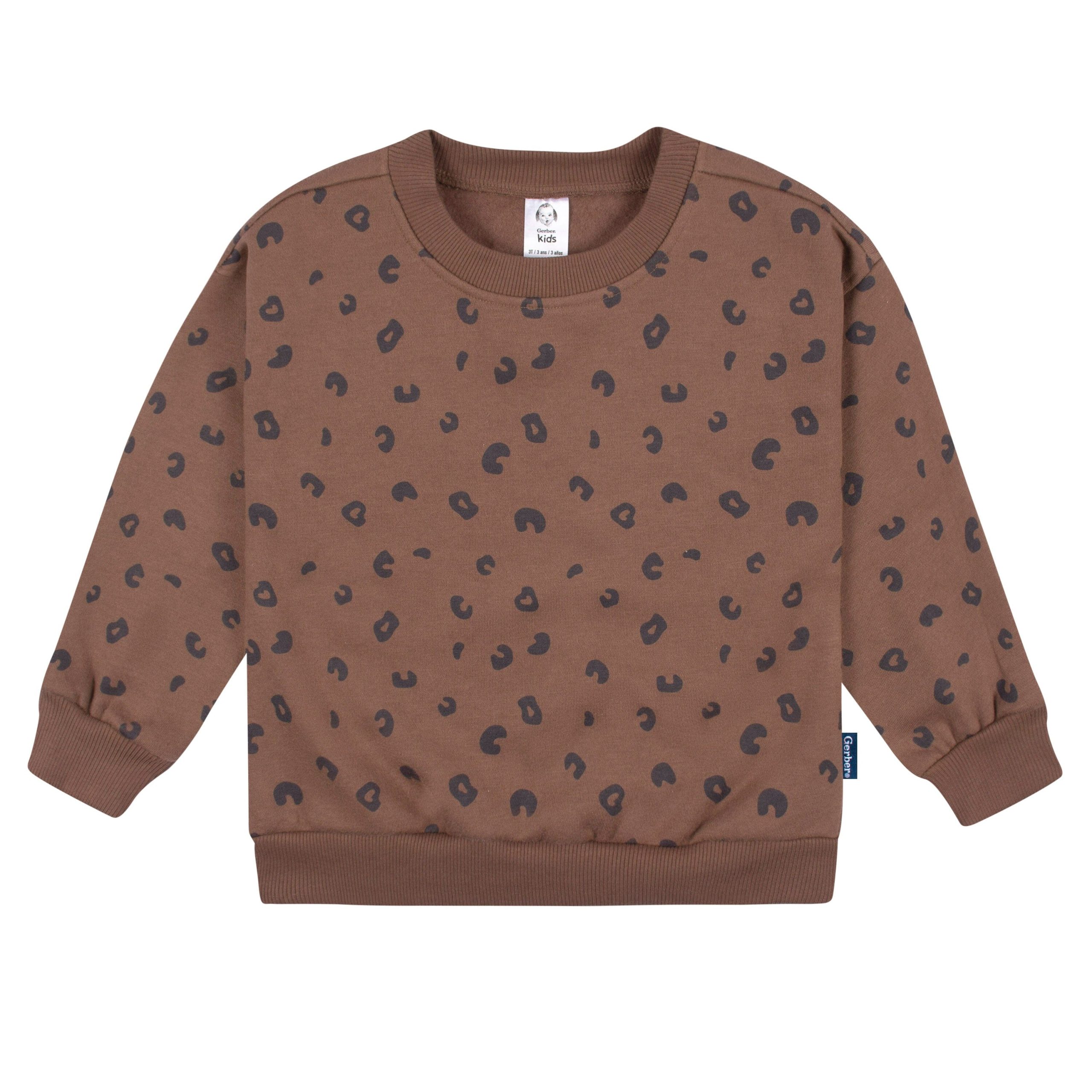 2-Piece Infant and Toddler Girls Leopard Sweatshirt & Pant Set - Image 3