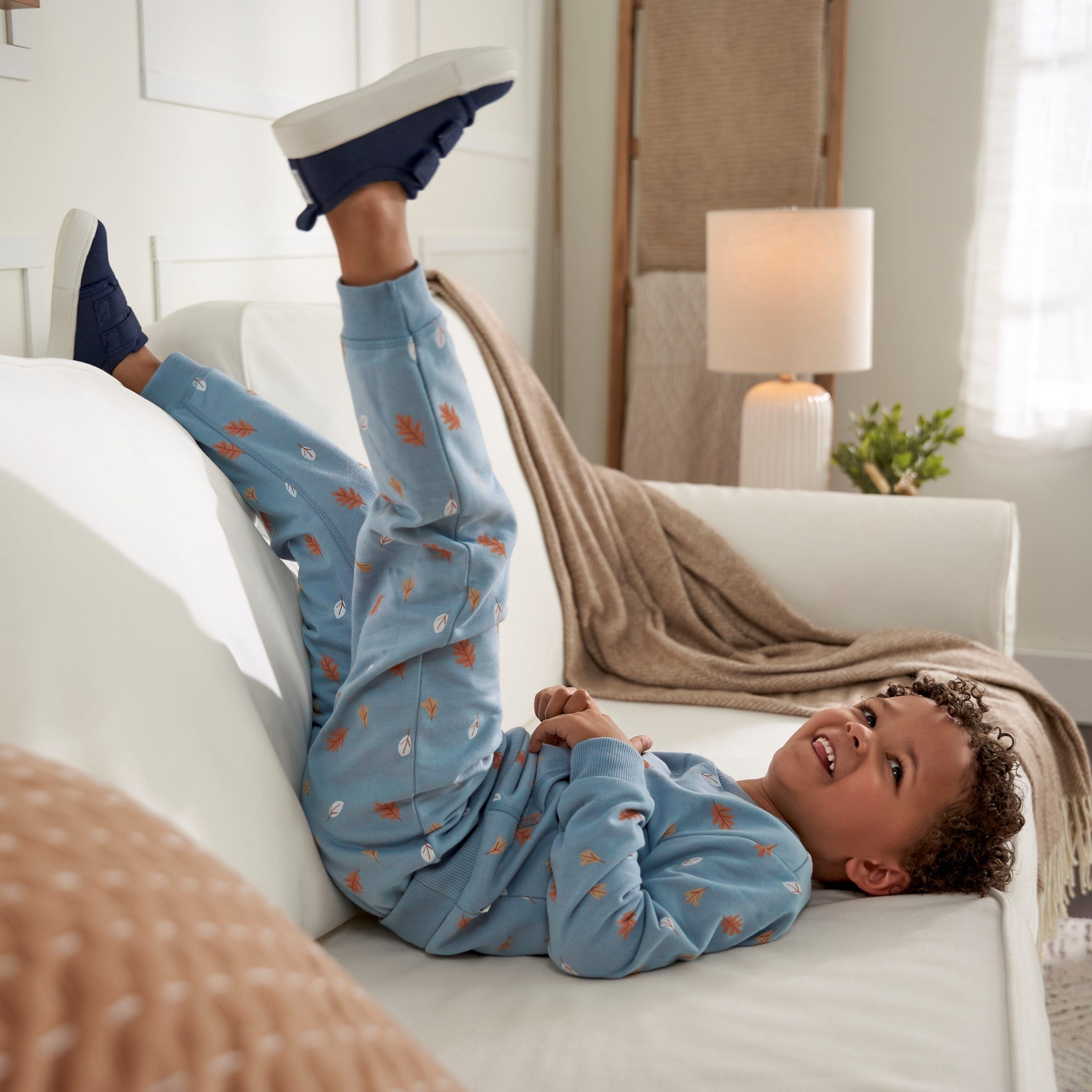 2-Piece Infant & Toddler Boys Blue Leaves Sweatshirt & Pant Set - Image 2