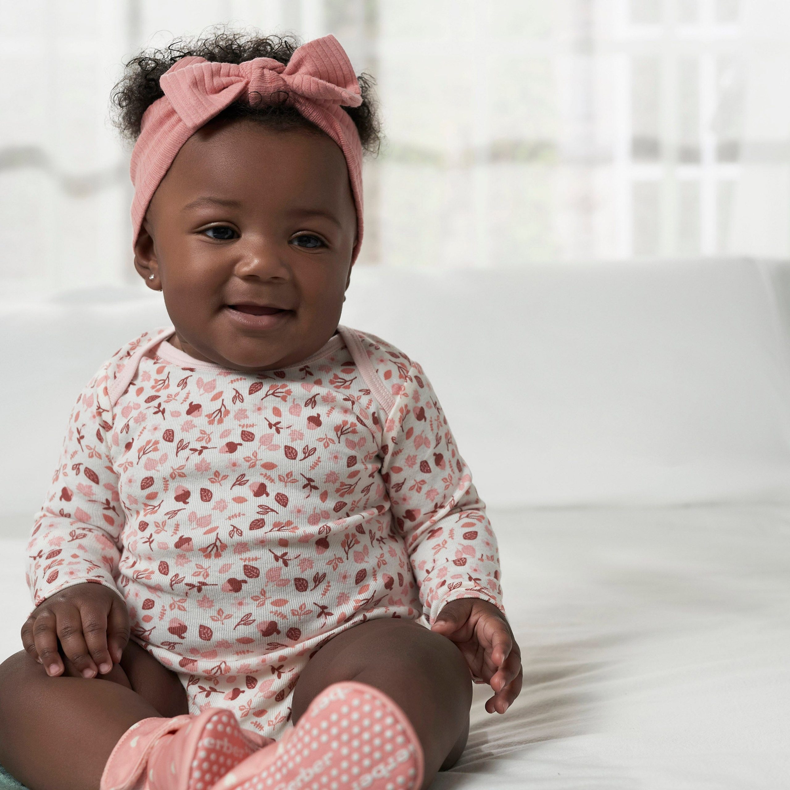 6-Pack Baby Girls Leaves Onesies® Bodysuits - Image 4