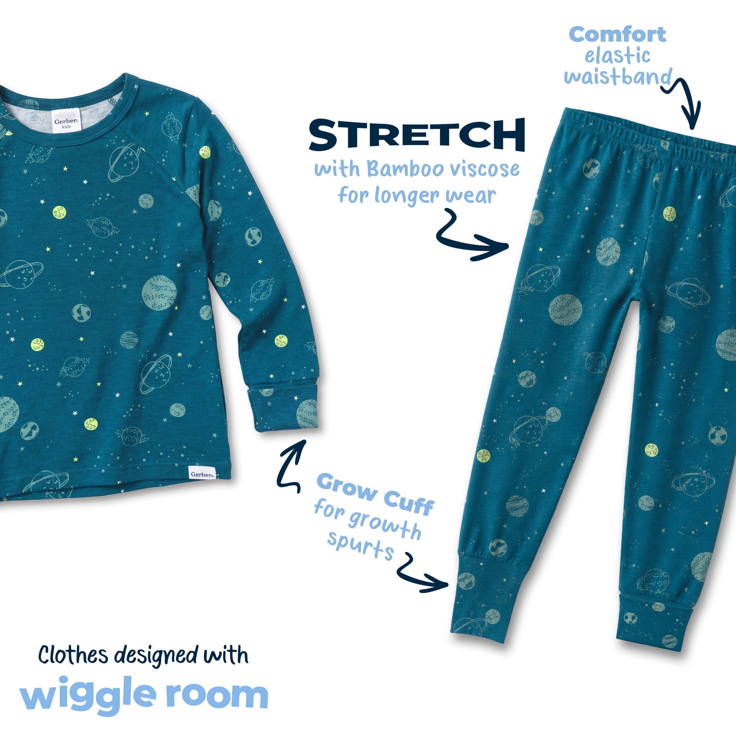 2-Piece Infant & Toddler Boys Blue Space Snug Fit Pajamas - Image 9