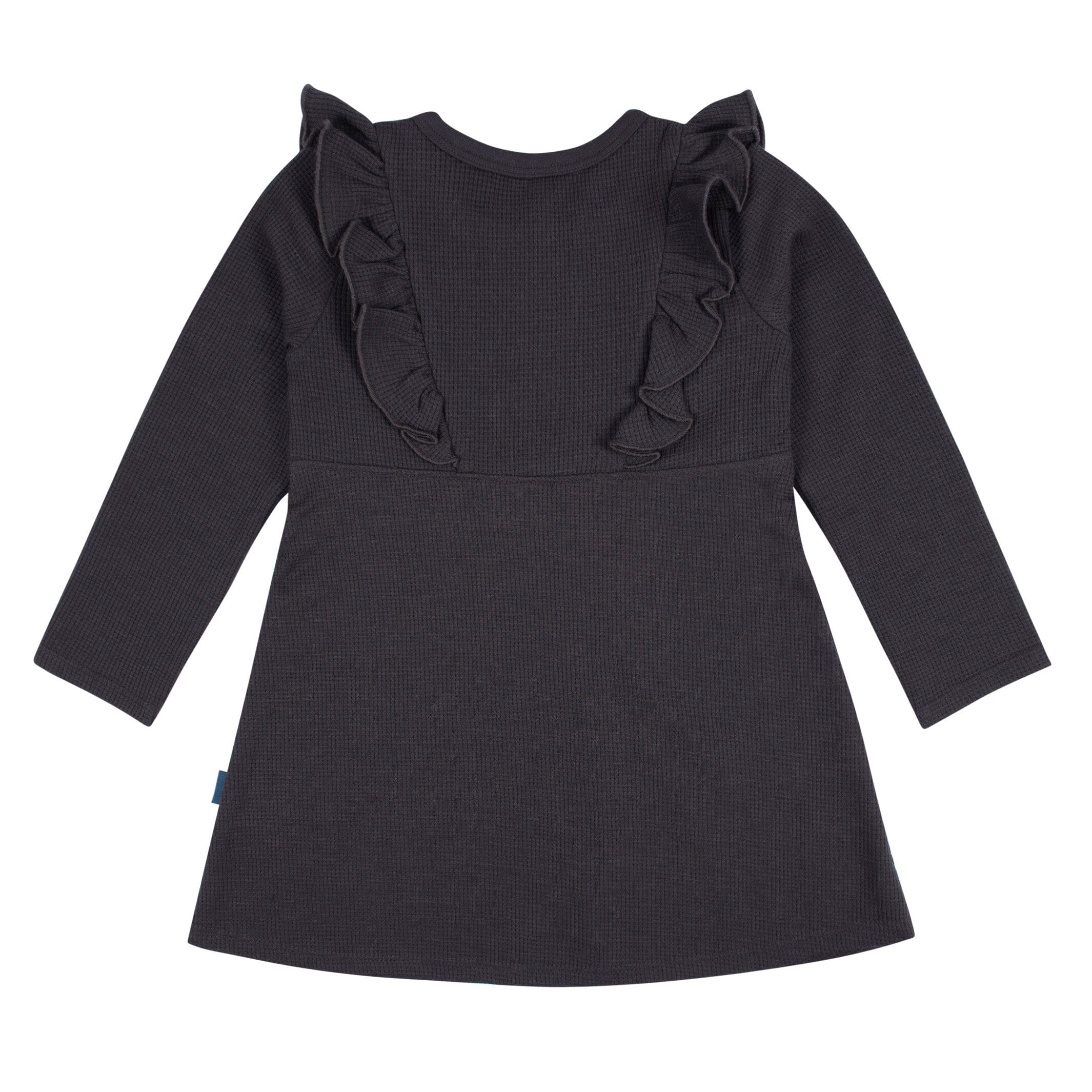 Infant and Toddler Girls Charcoal Dress with Ruffle - Image 4