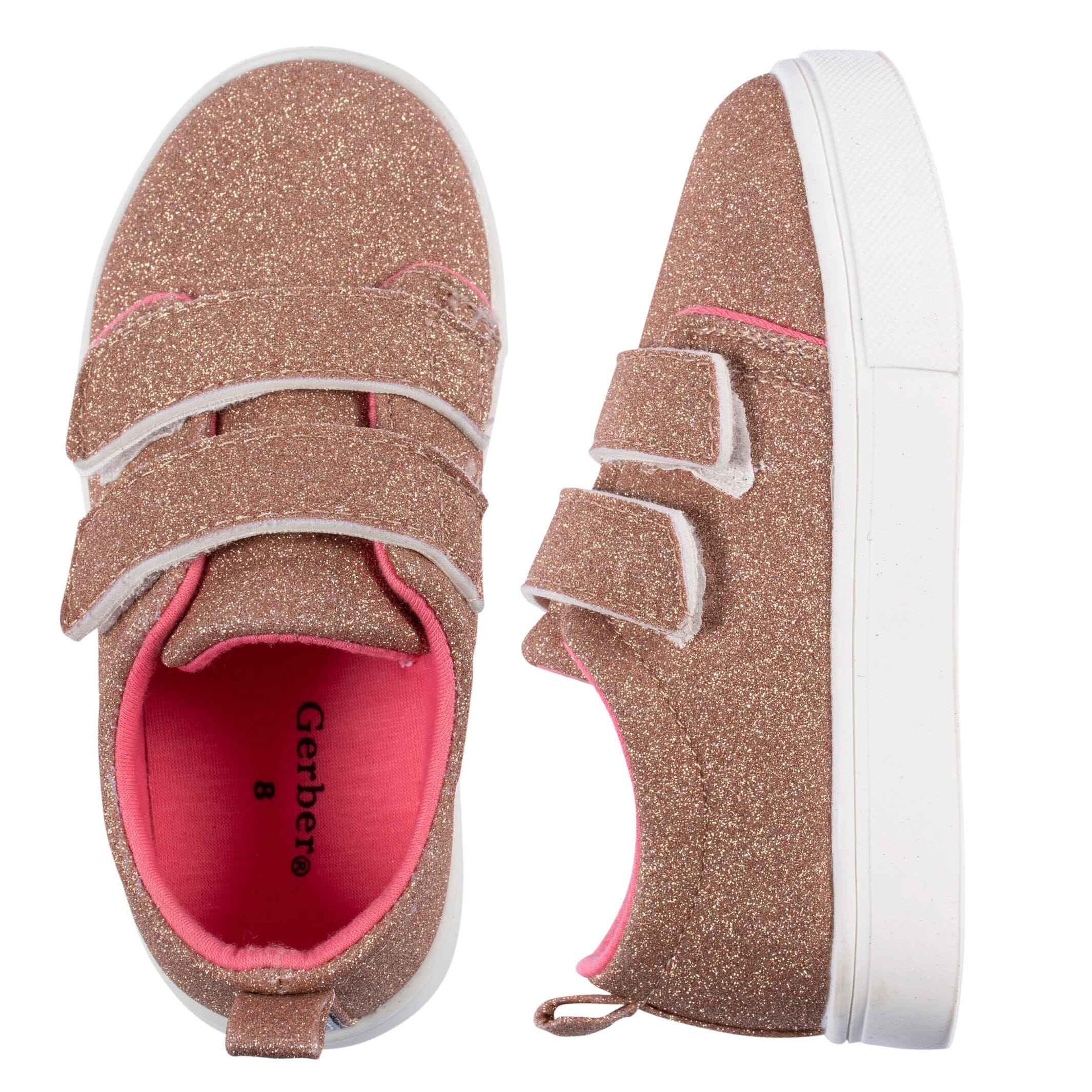 Infant & Toddler Girls Rose Gold Glitter Strap Sneaker - Image 2