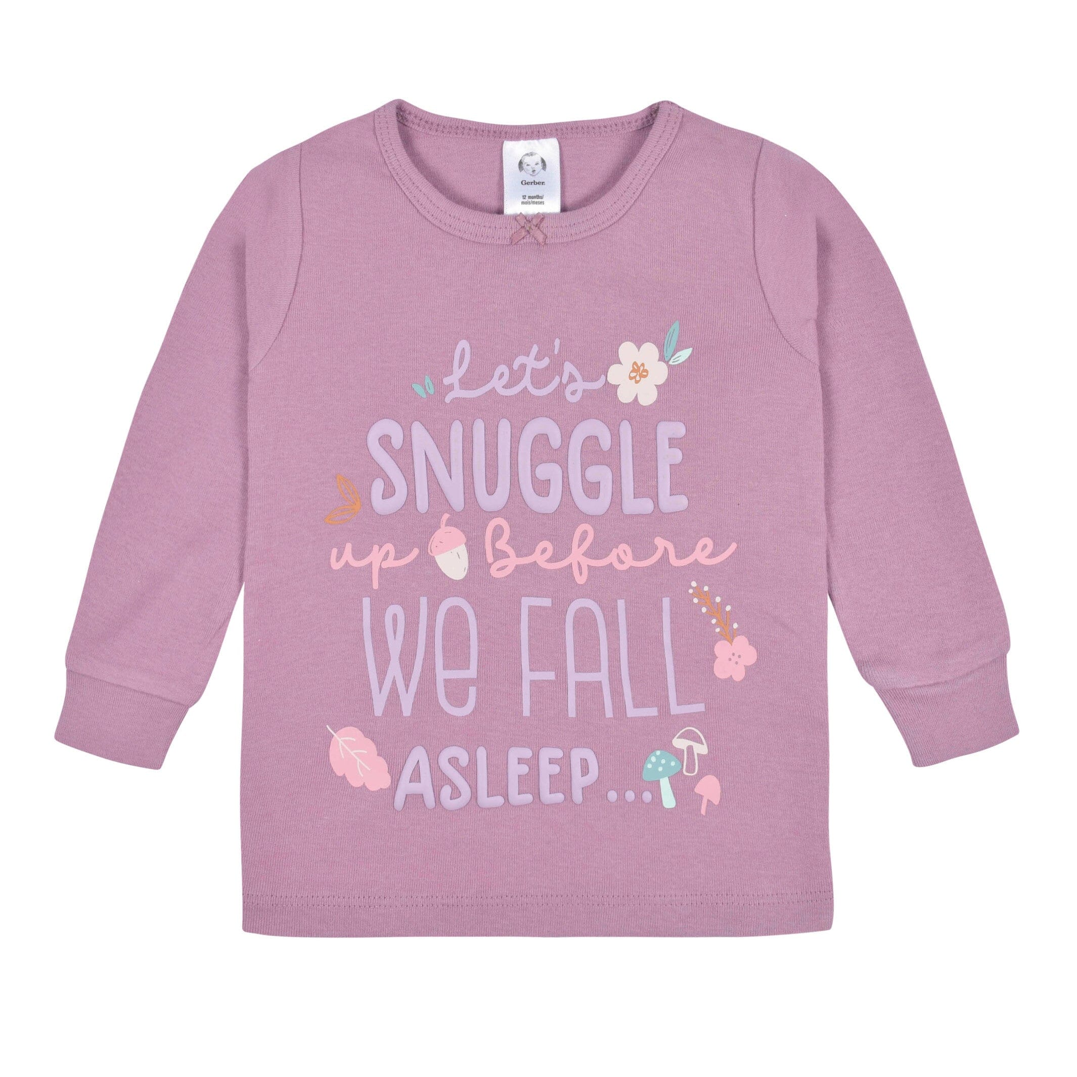 4-Piece Infant & Toddler Girls Purple Woodland Snug Fit Cotton Pajamas - Image 4