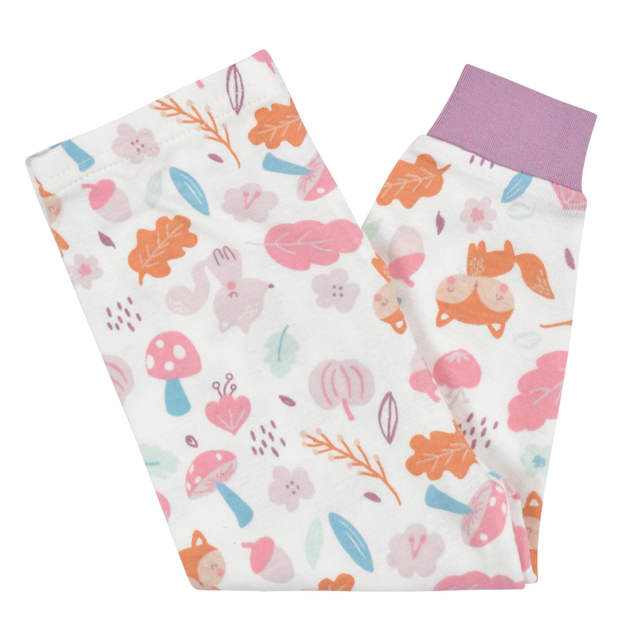 4-Piece Infant & Toddler Girls Purple Woodland Snug Fit Cotton Pajamas - Image 6