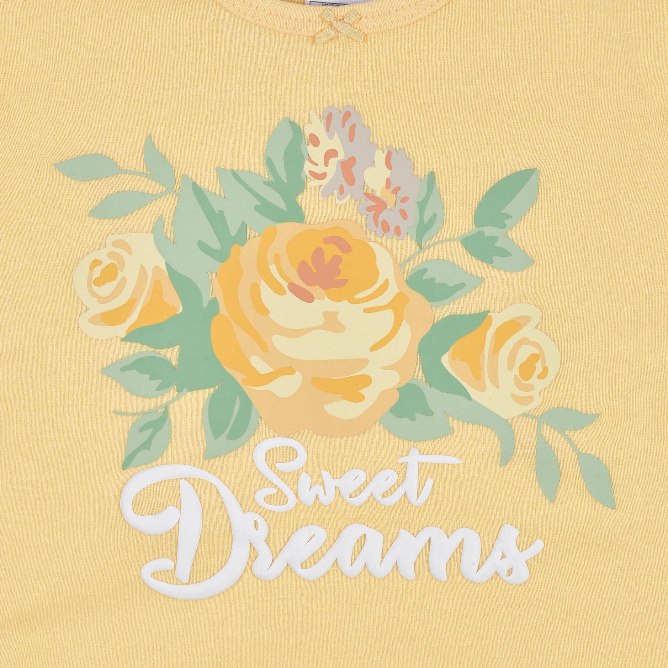 4-Piece Infant & Toddler Girls Golden Flowers Snug Fit Cotton Pajamas - Image 3