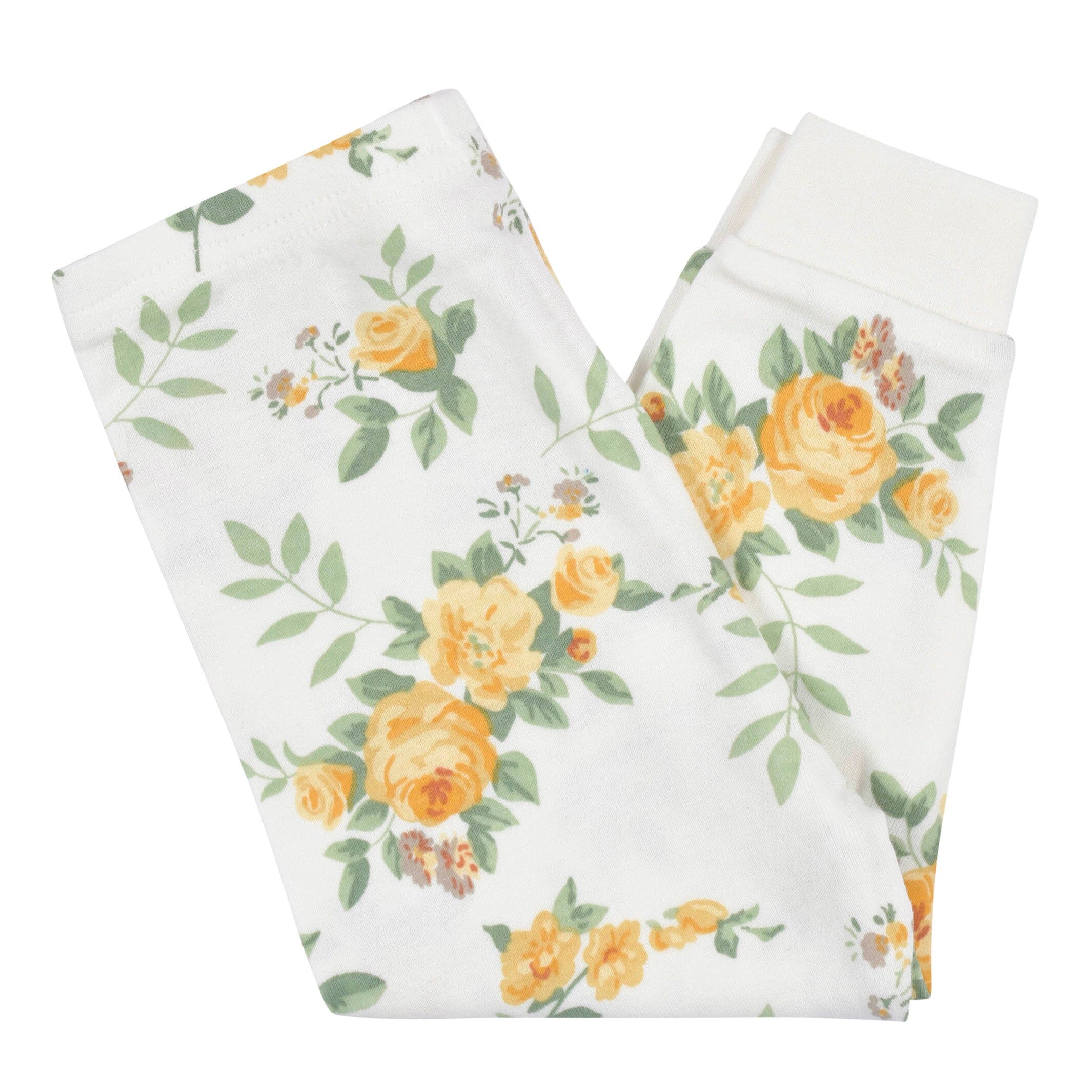 4-Piece Infant & Toddler Girls Golden Flowers Snug Fit Cotton Pajamas - Image 4