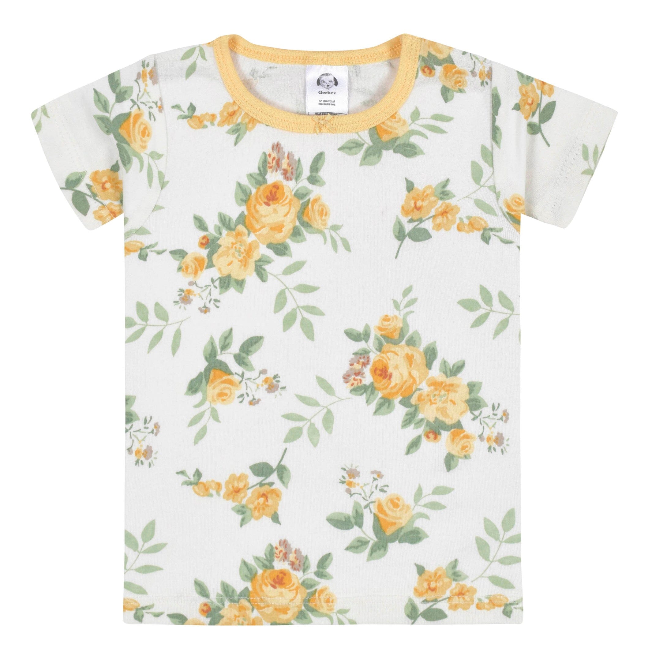 4-Piece Infant & Toddler Girls Golden Flowers Snug Fit Cotton Pajamas - Image 5