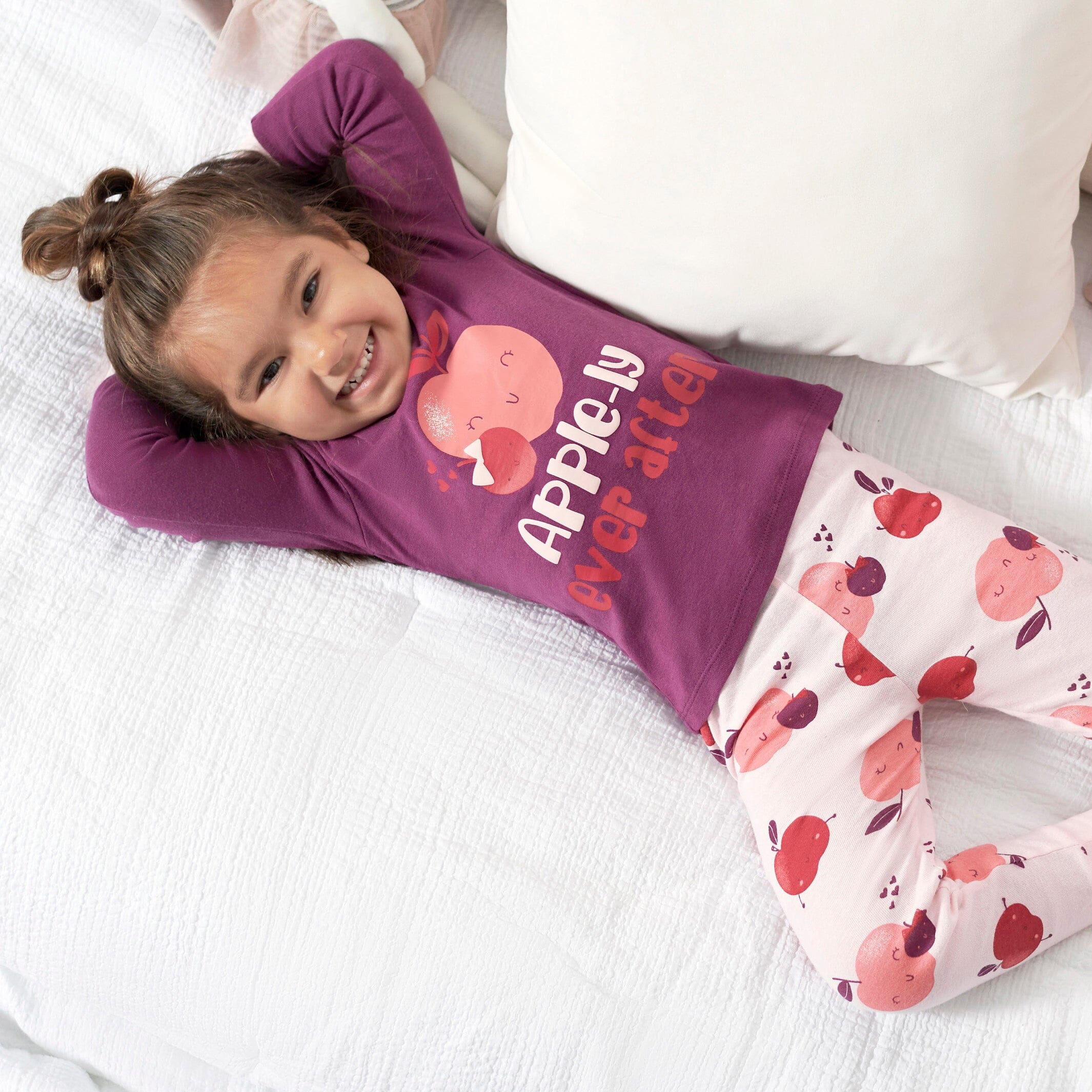 4-Piece Infant & Toddler Girls Apple Bouquets Snug Fit Cotton Pajamas - Image 3