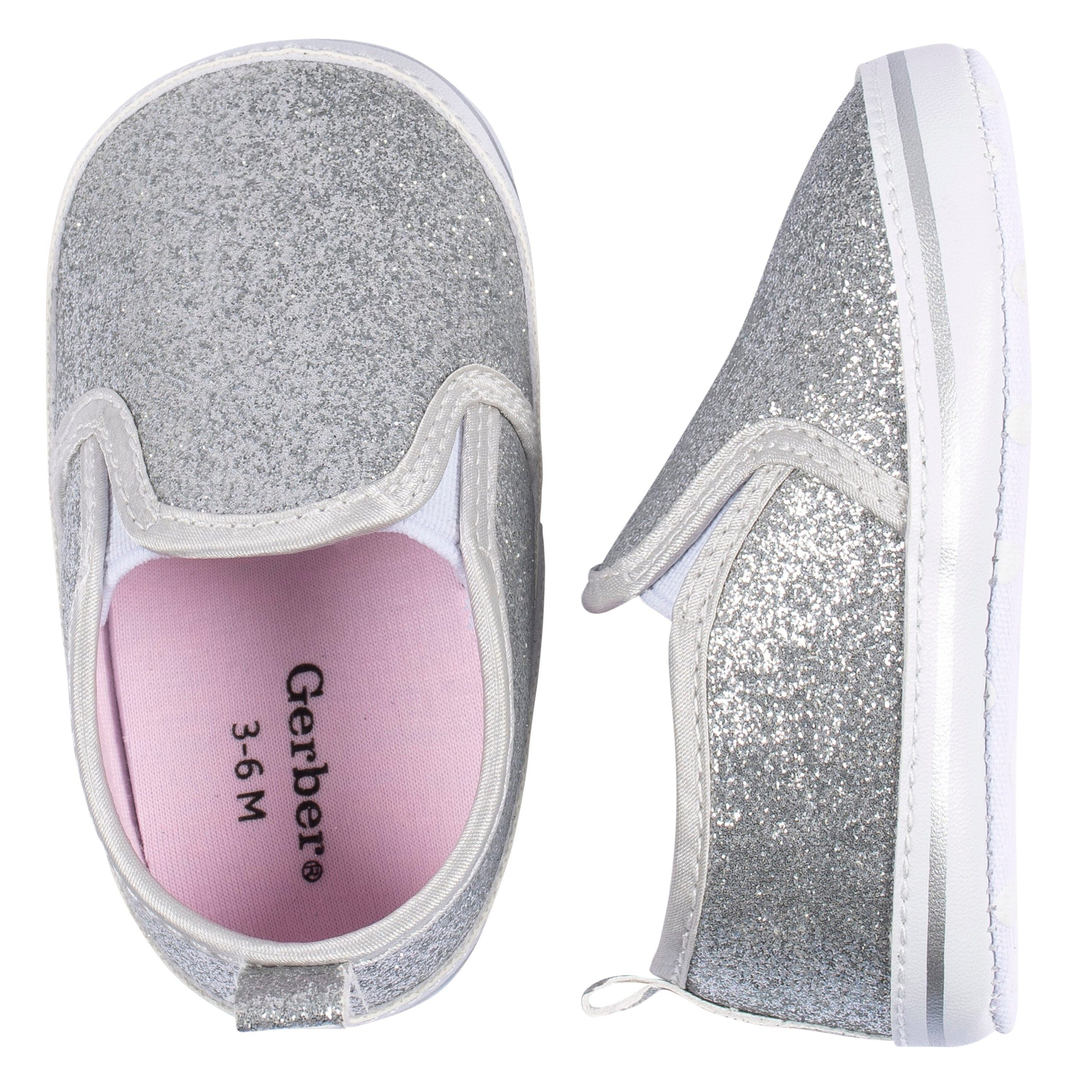 Baby Girls Silver Glitter Slip-On Sneaker, 3-6M - Image 4