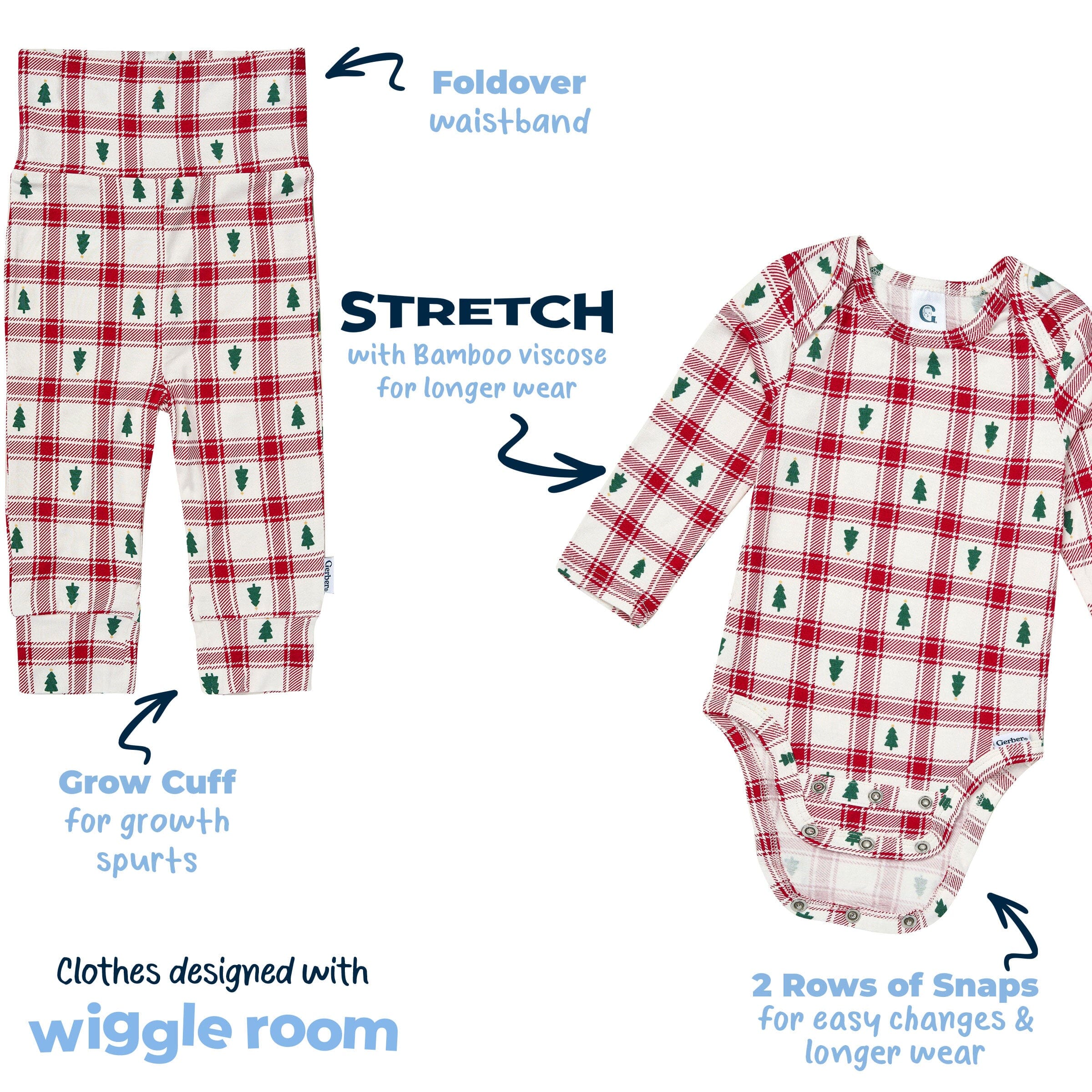 2-Piece Baby Neutral Plaid Tree Onesie® Pant Set - Image 12