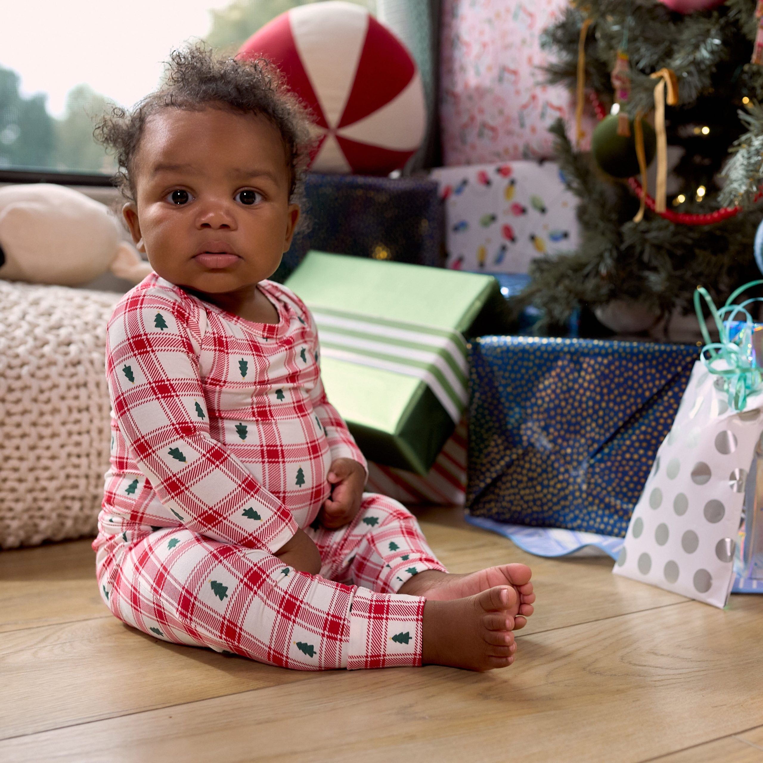 2-Piece Baby Neutral Plaid Tree Onesie® Pant Set - Image 2