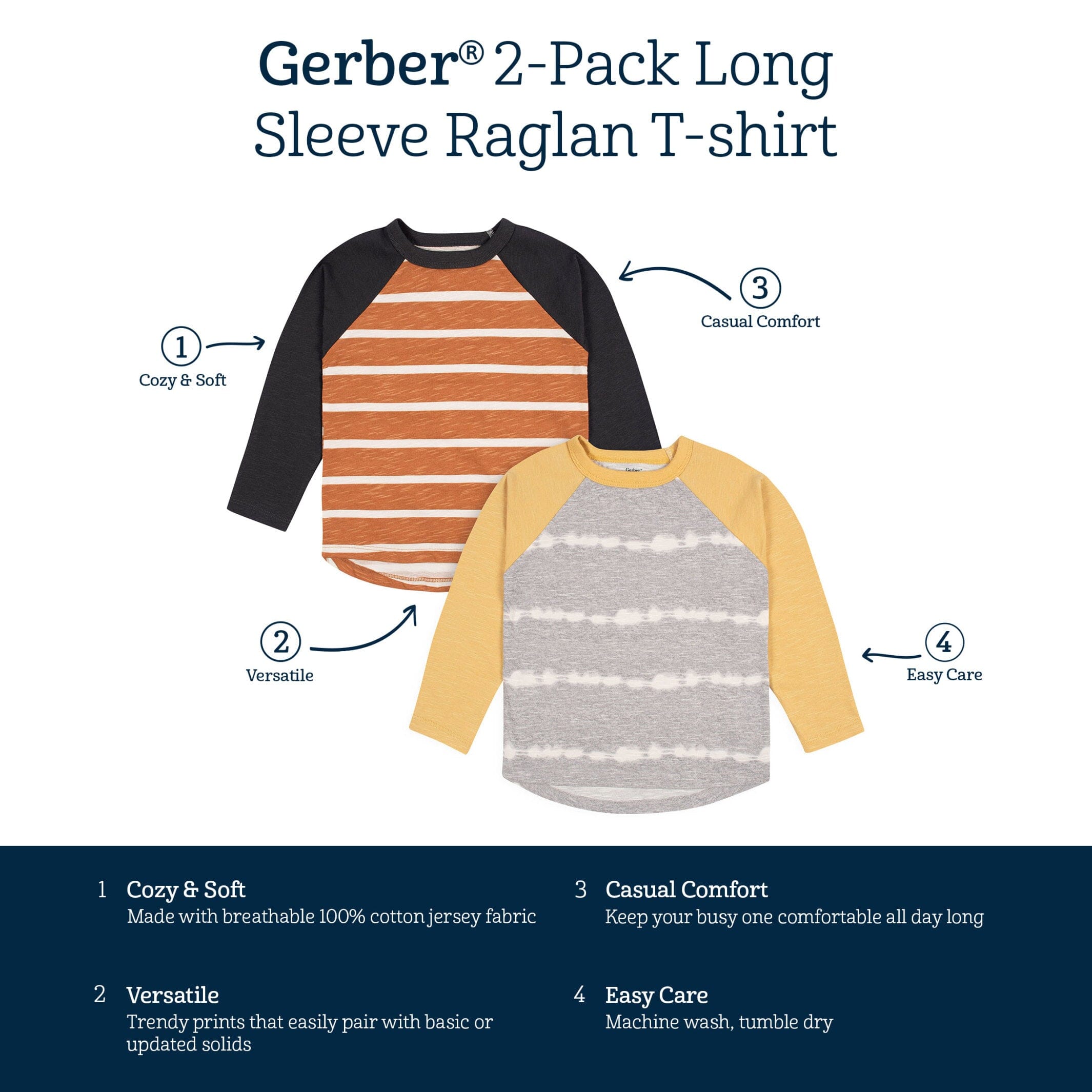 2-Pack Infant & Toddler Boys Rust & Gray Tie Dye Raglan Tees - Image 9