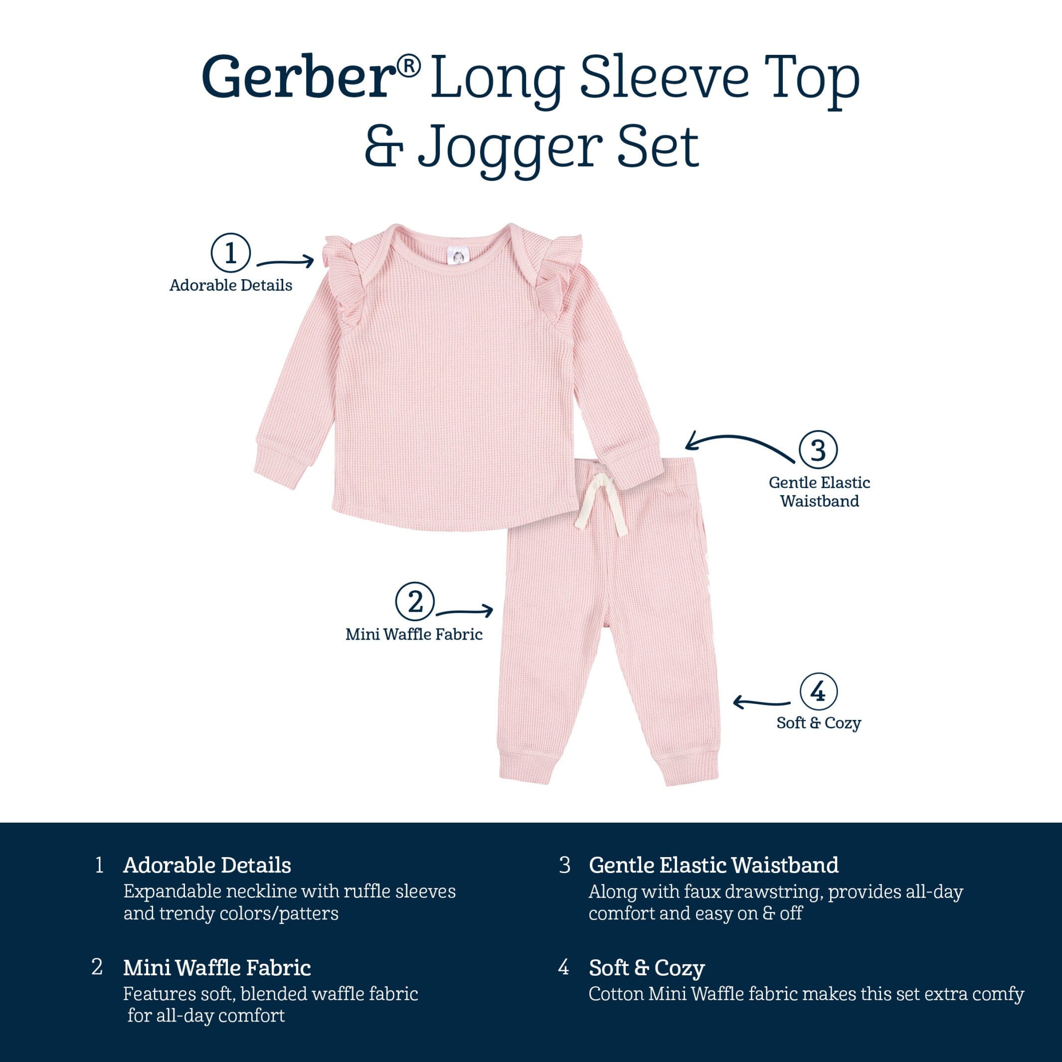 2-Piece Baby Girls Pink Top & Jogger Set - Image 6
