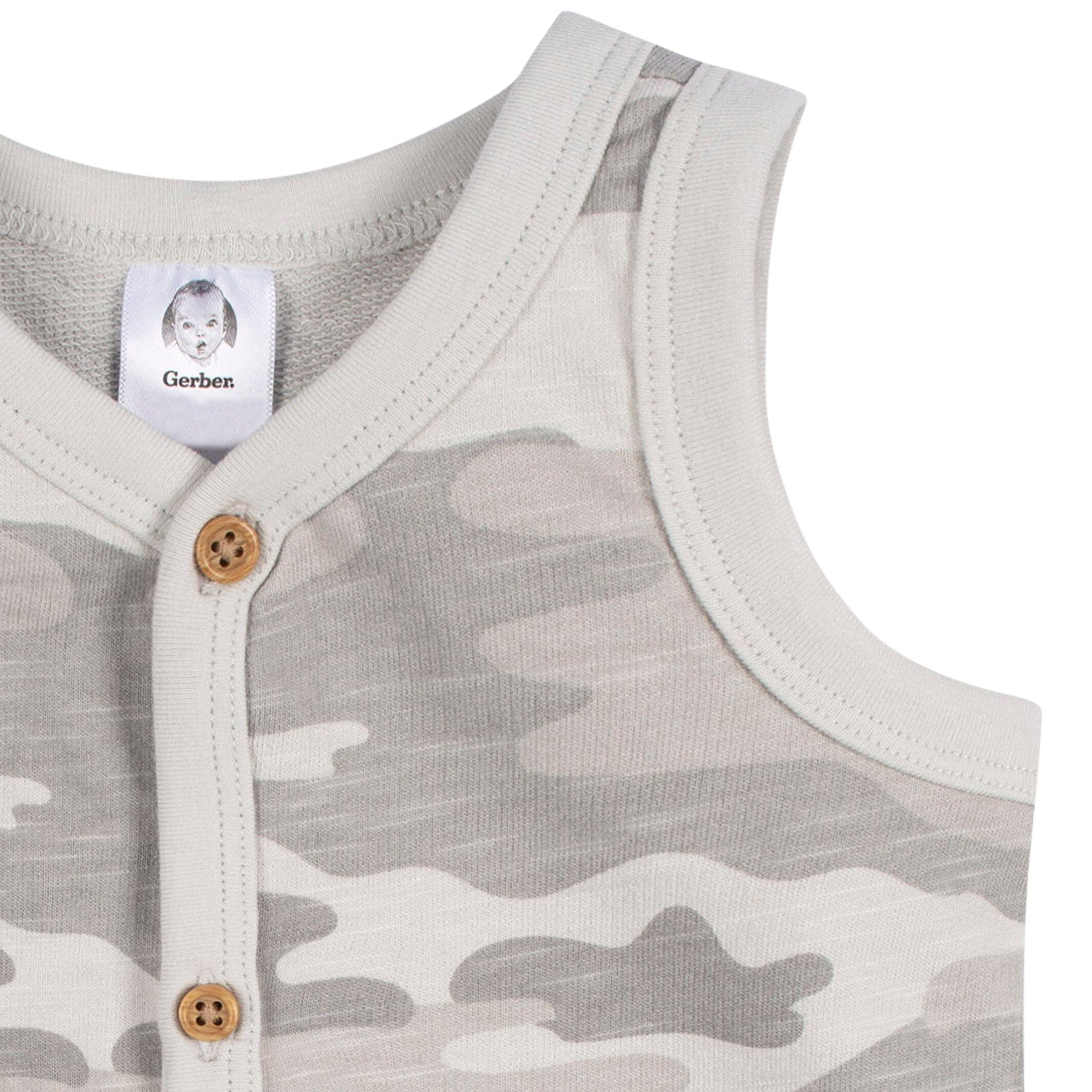 2-Pack Baby Boys Camo & Yellow Short Leg Sleeveless Romper, 0-3M - Image 5