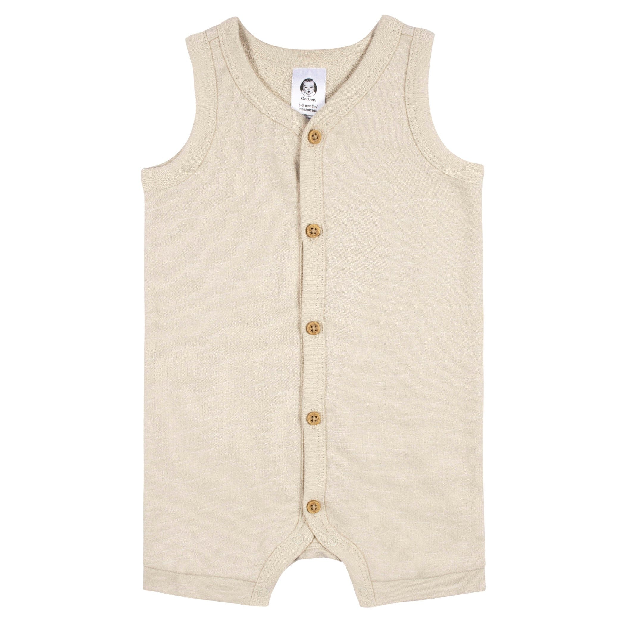 2-Pack Baby Boys Tan & Dark Gray Short Leg Sleeveless Romper, 24M - Image 2