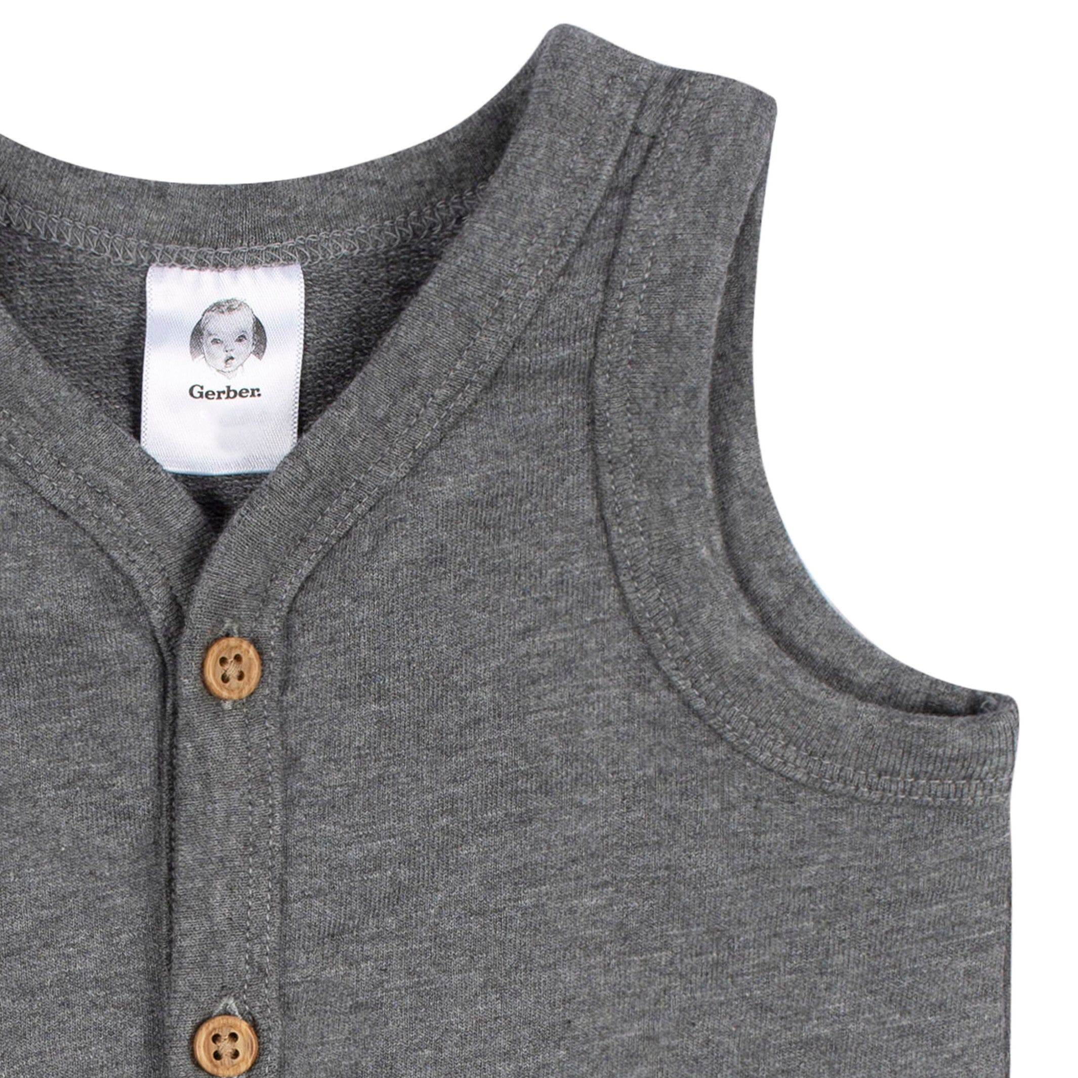 2-Pack Baby Boys Heather Gray & Rust Short Leg Sleeveless Romper - Image 4