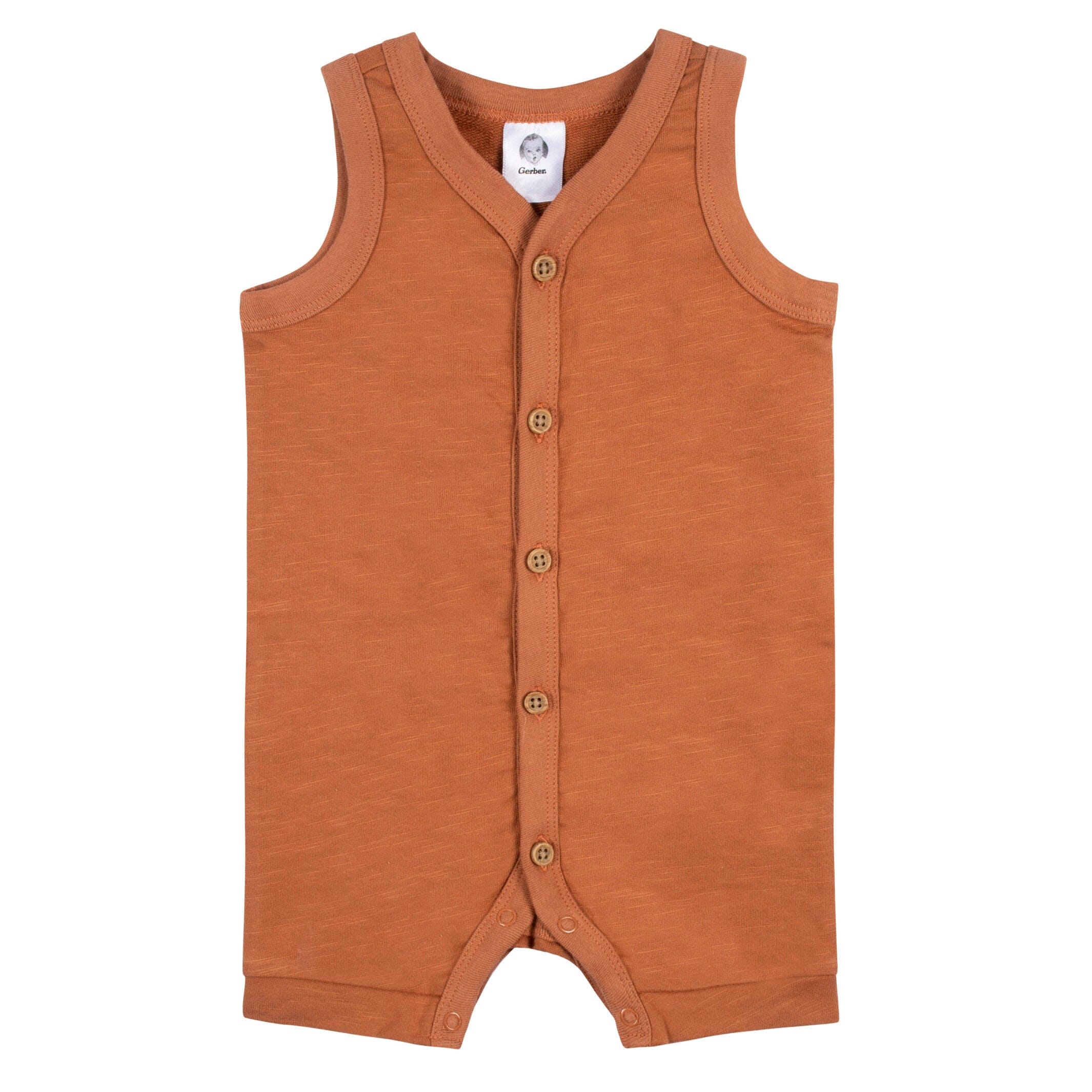 2-Pack Baby Boys Heather Gray & Rust Short Leg Sleeveless Romper - Image 5