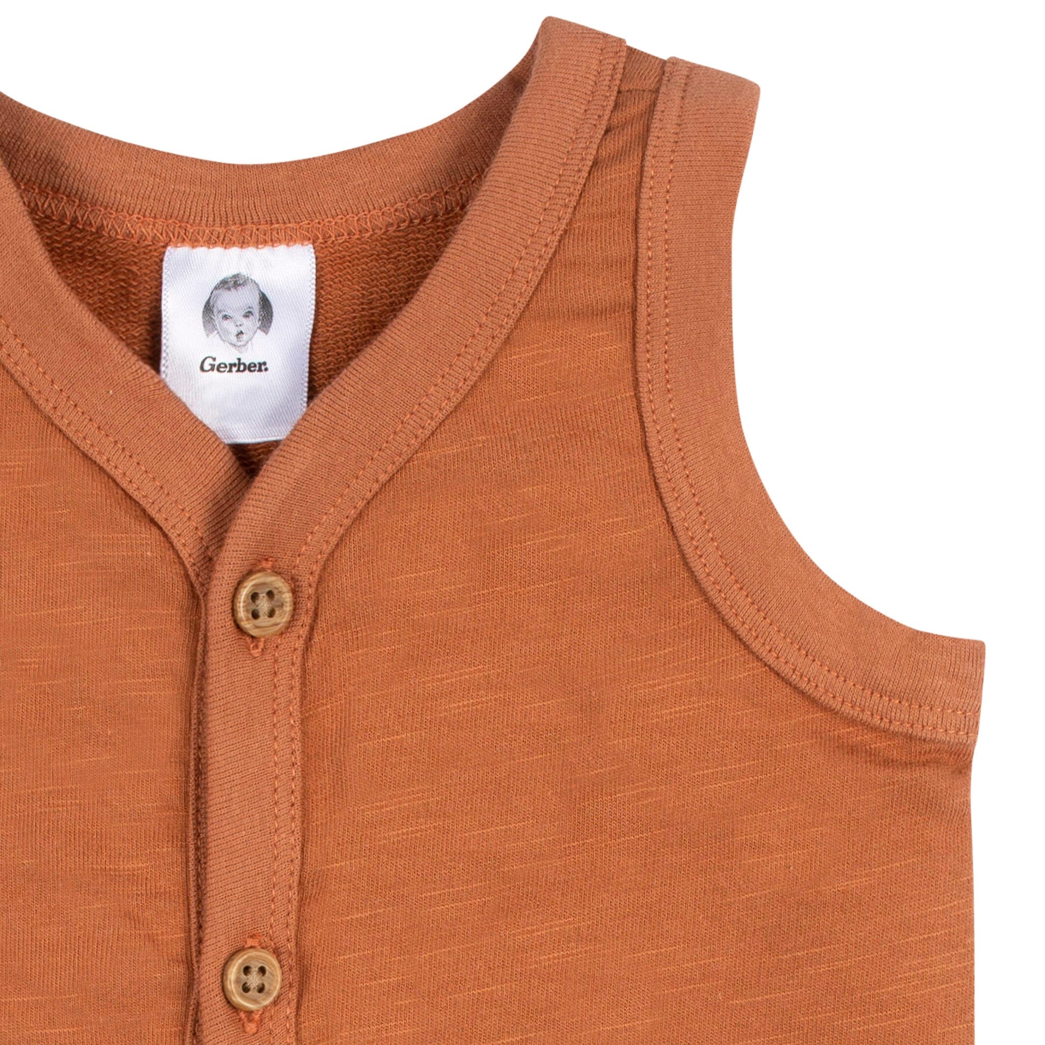 2-Pack Baby Boys Heather Gray & Rust Short Leg Sleeveless Romper - Image 6