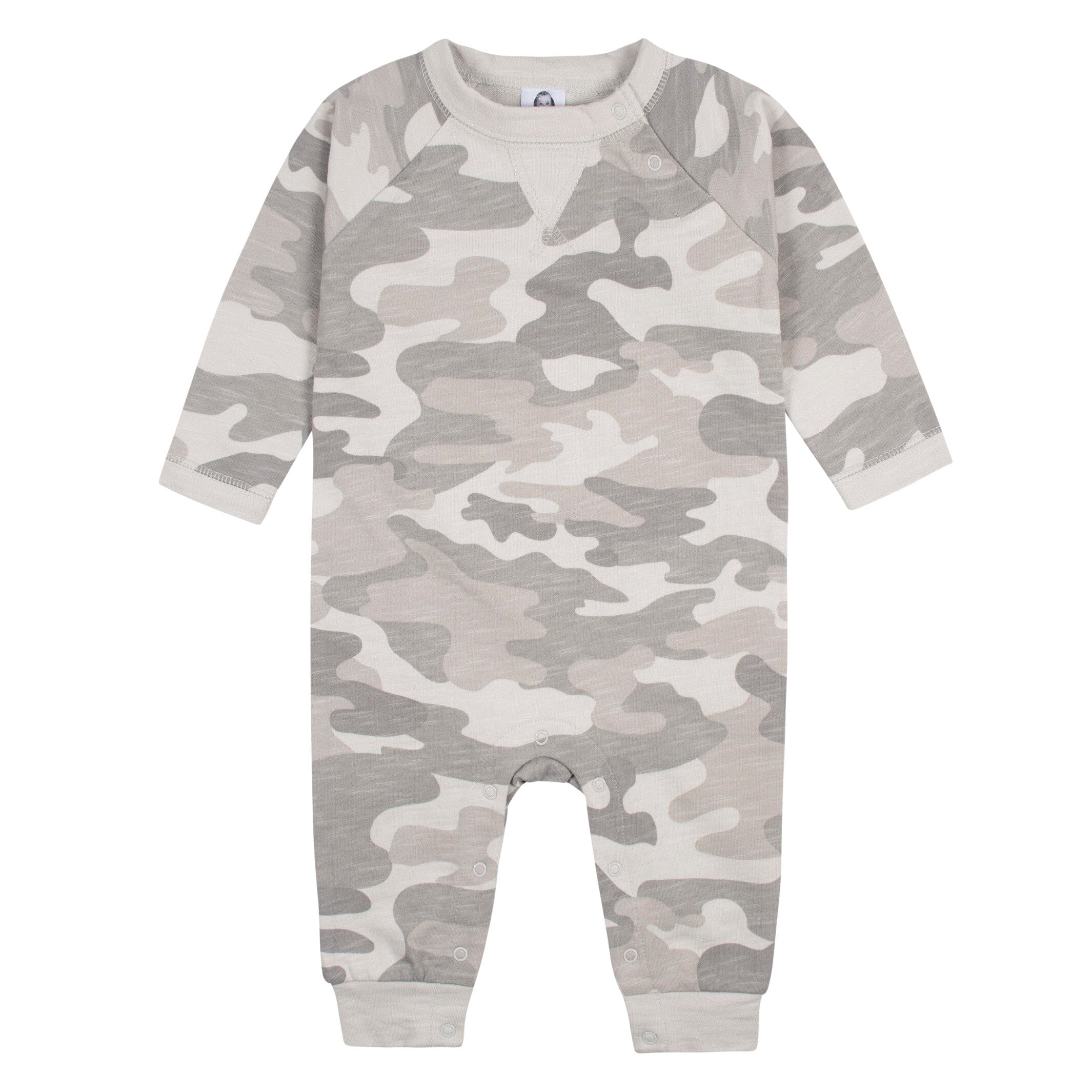 2-Pack Baby Boys Gray Camo & Yellow Raglan Sleeve Romper, 0-3M - Image 2