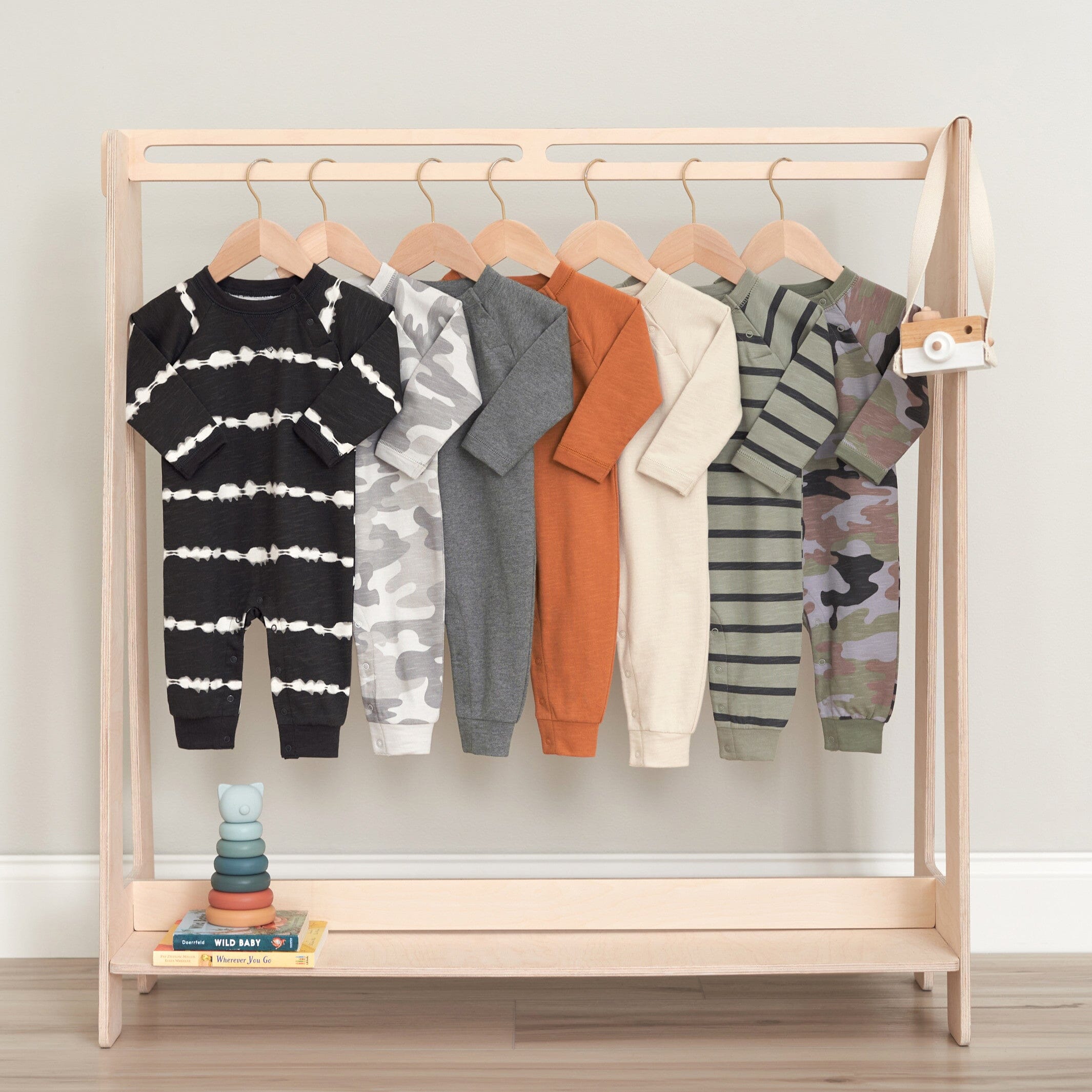 2-Pack Baby Boys Tan & Dark Gray Raglan Sleeve Romper - Image 9