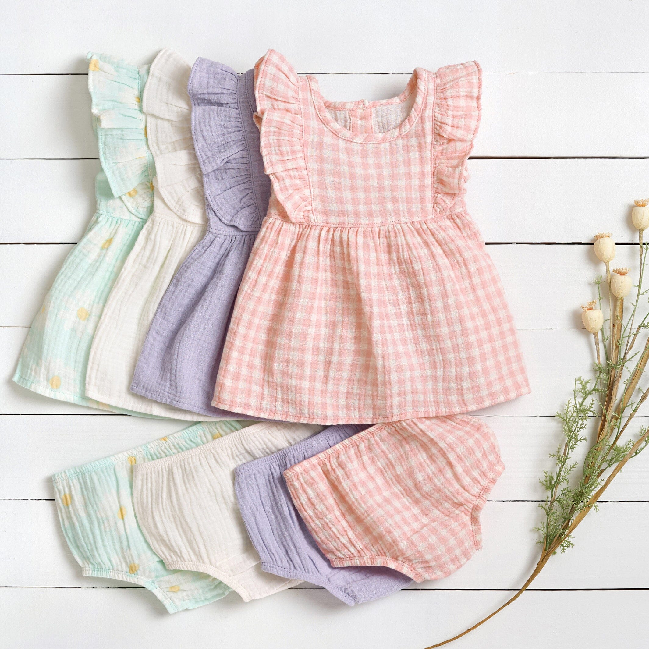 2-Piece Toddler Girls Daisies Gauze Dress & Diaper Cover Set, 5T - Image 8