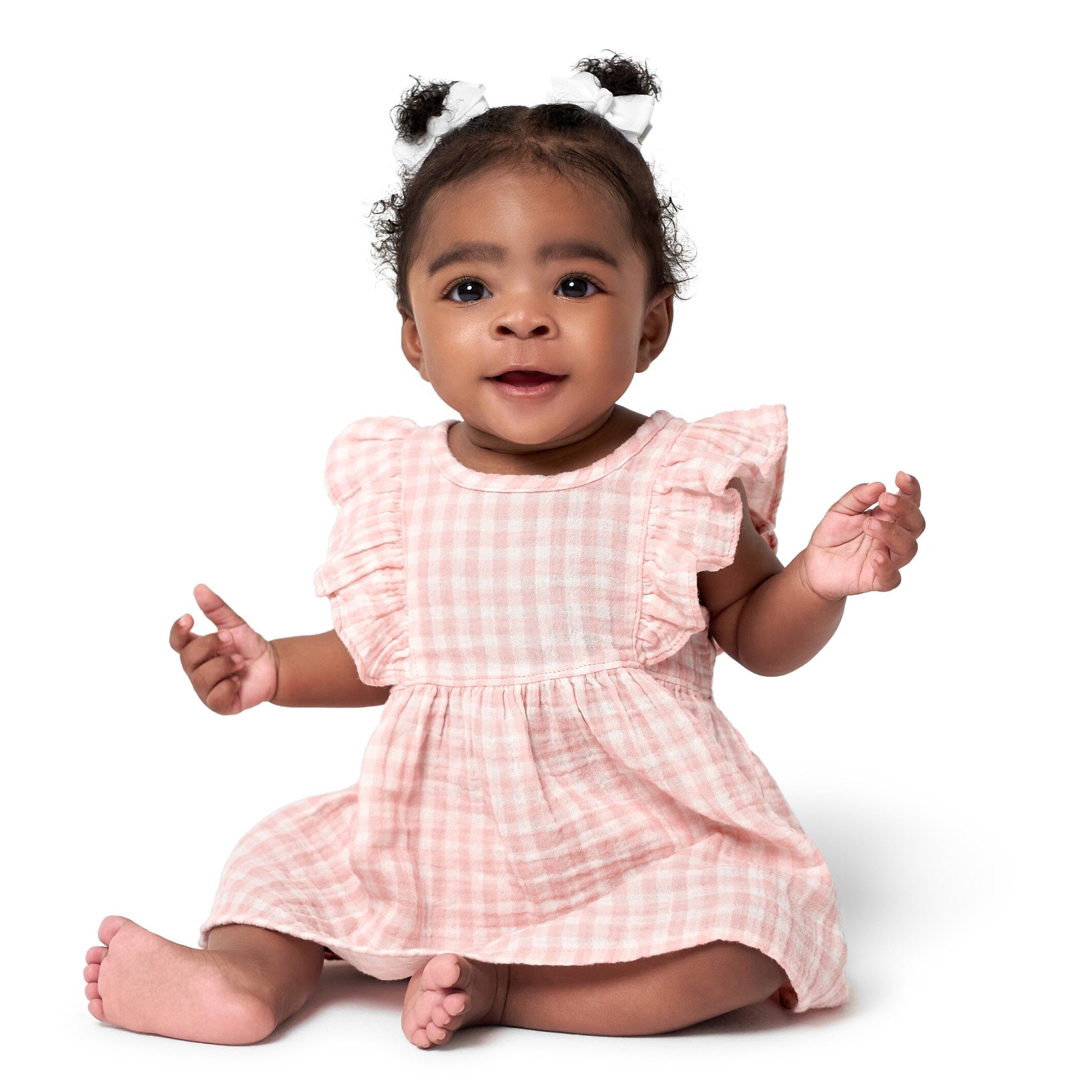 2-Piece Baby & Toddler Girls Gingham Gauze Dress & Diaper Cover Set - Image 2