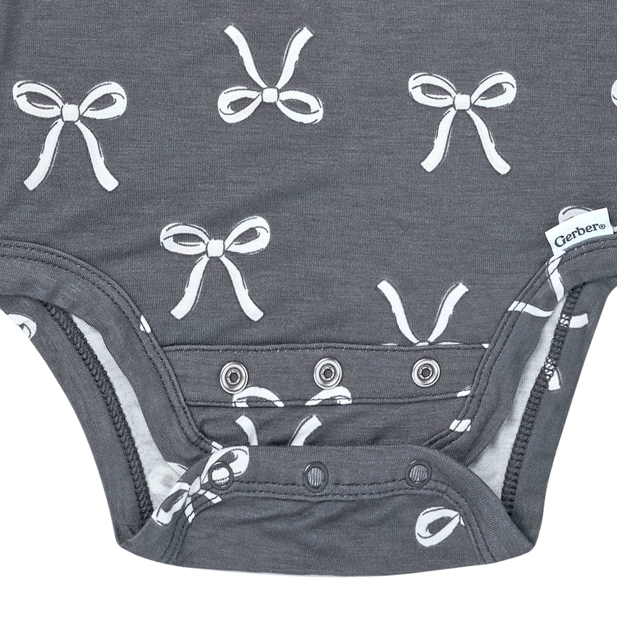 2-Piece Baby Girls Gray Bow Onesie® Pant Set - Image 6