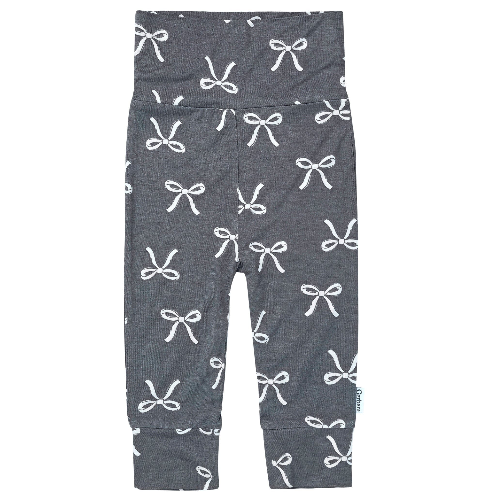 2-Piece Baby Girls Gray Bow Onesie® Pant Set - Image 9