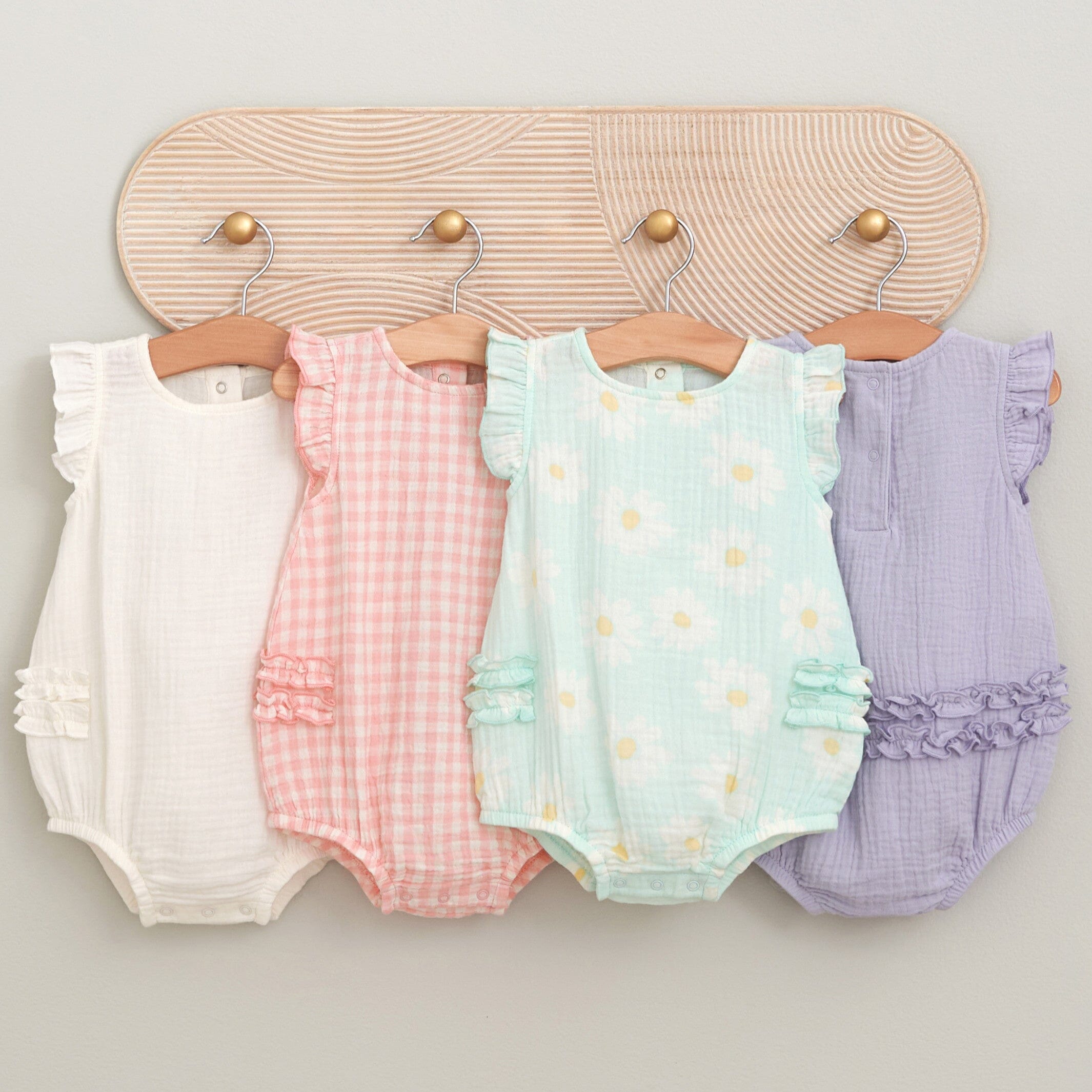 Baby Girls Pink Gingham Gauze Bubble Romper - Image 7