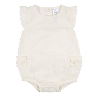 Baby Girls Ivory Gauze Bubble Romper, 0-3M