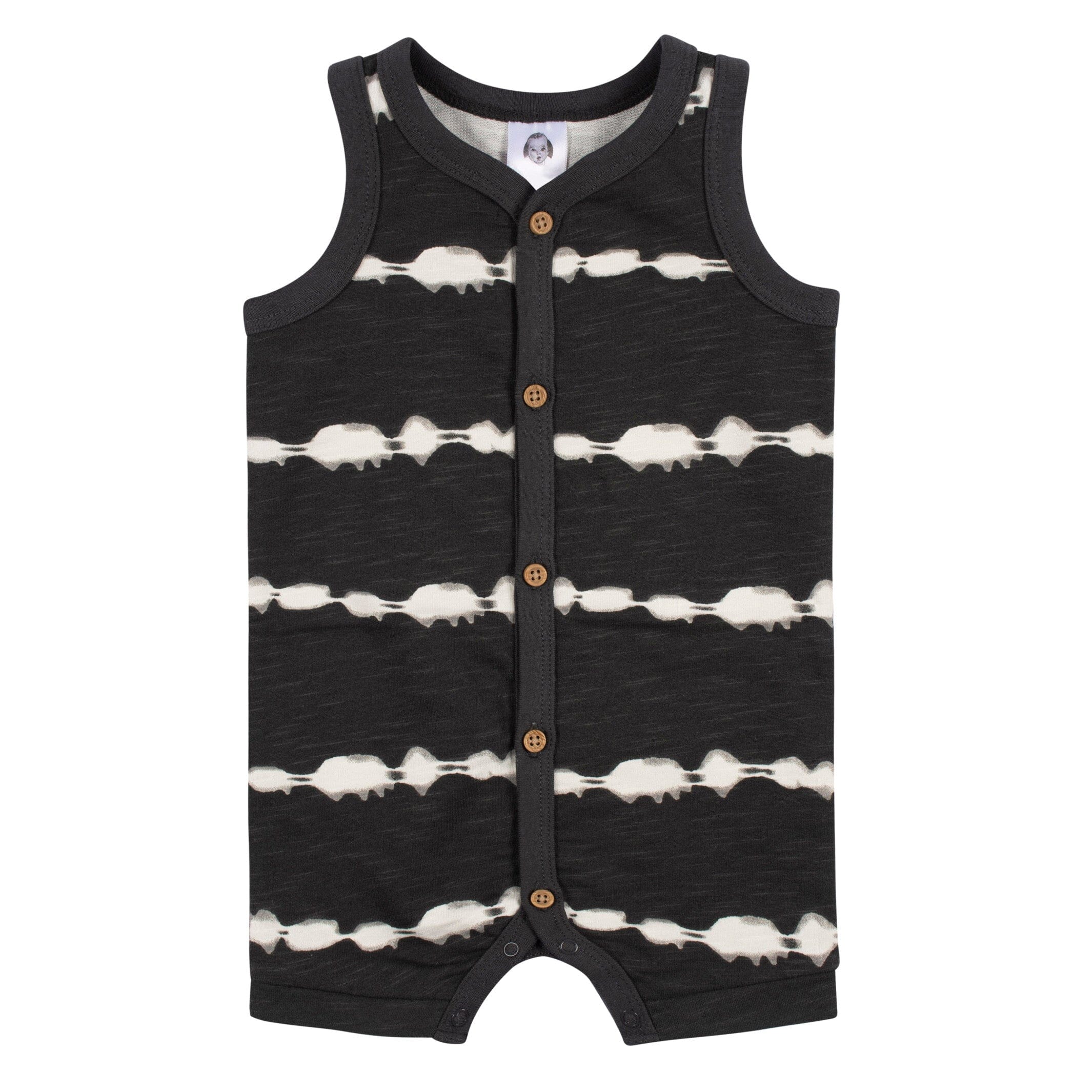 2-Pack Baby Boys Dark Gray Tie Dye & Blue Heather Short Leg Sleeveless Romper, 0-3M - Image 2
