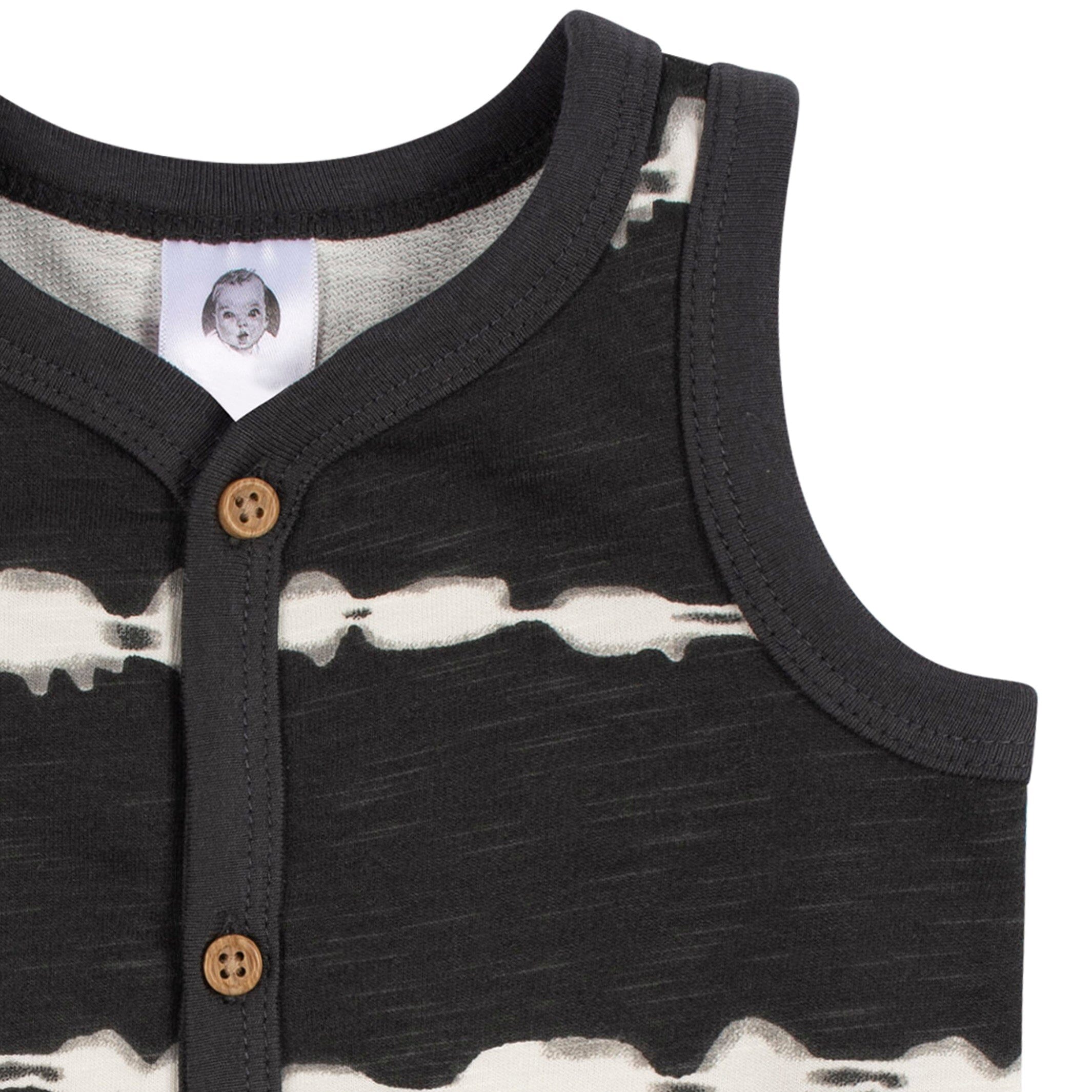 2-Pack Baby Boys Dark Gray Tie Dye & Blue Heather Short Leg Sleeveless Romper, 0-3M - Image 3