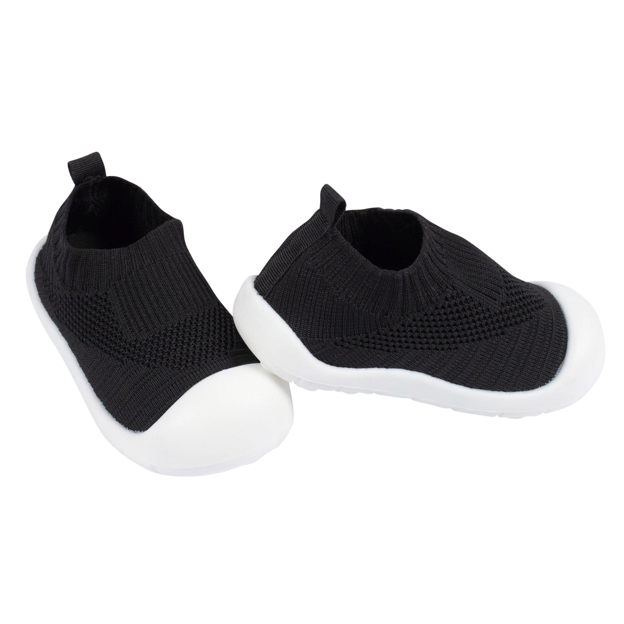 Toddler Neutral Black Stretchy Knit Slip-On Sneaker, US 11