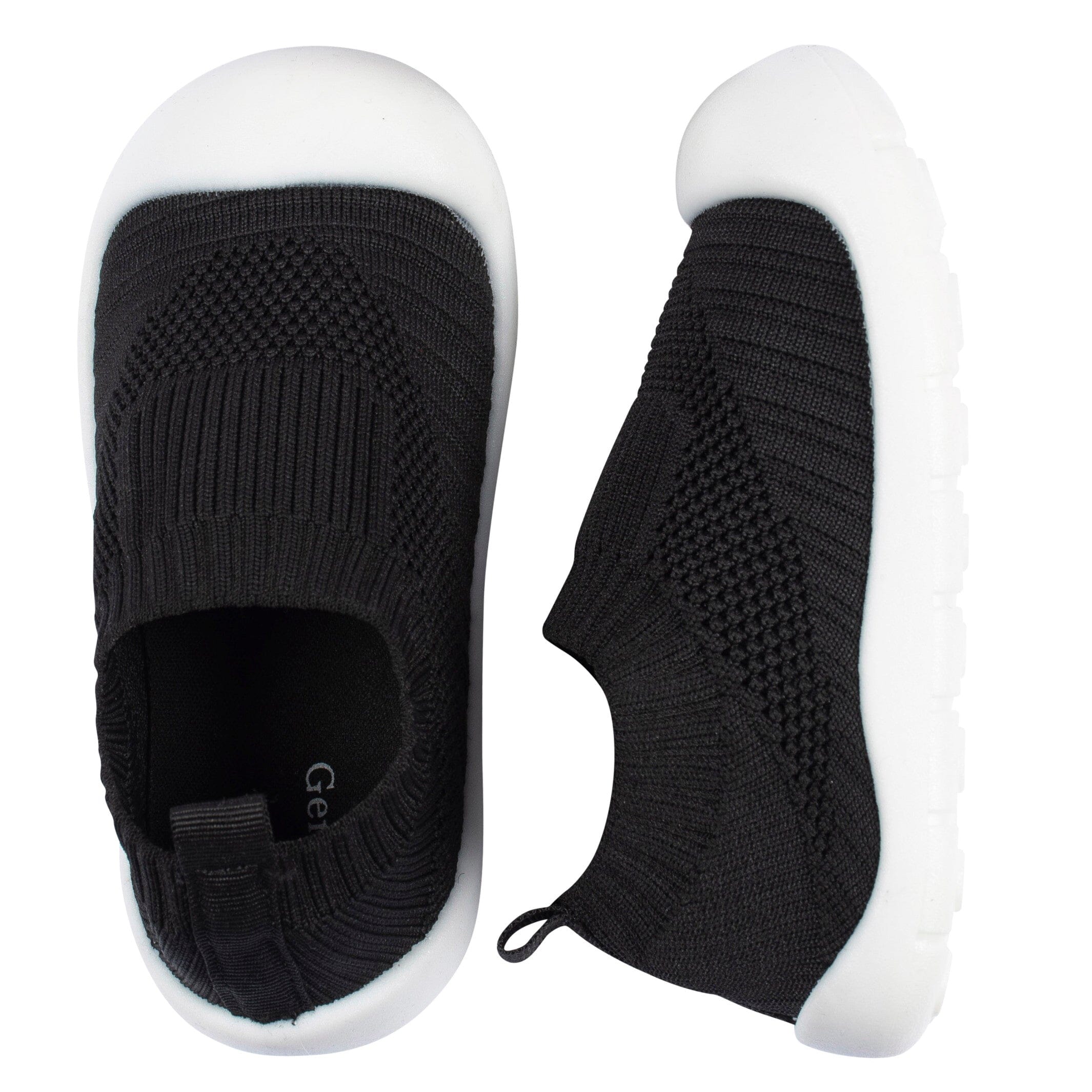 Toddler Neutral Black Stretchy Knit Slip-On Sneaker, US 11 - Image 4