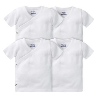 4-Pack Baby Neutral White Organic Short Sleeve Side Snap Shirt