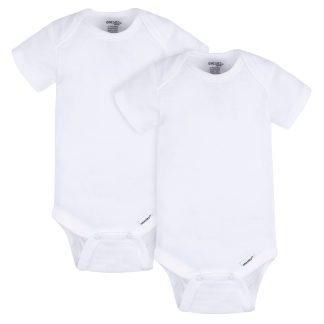 2-Pack Baby Neutral White Short Sleeve Onesies® Bodysuits