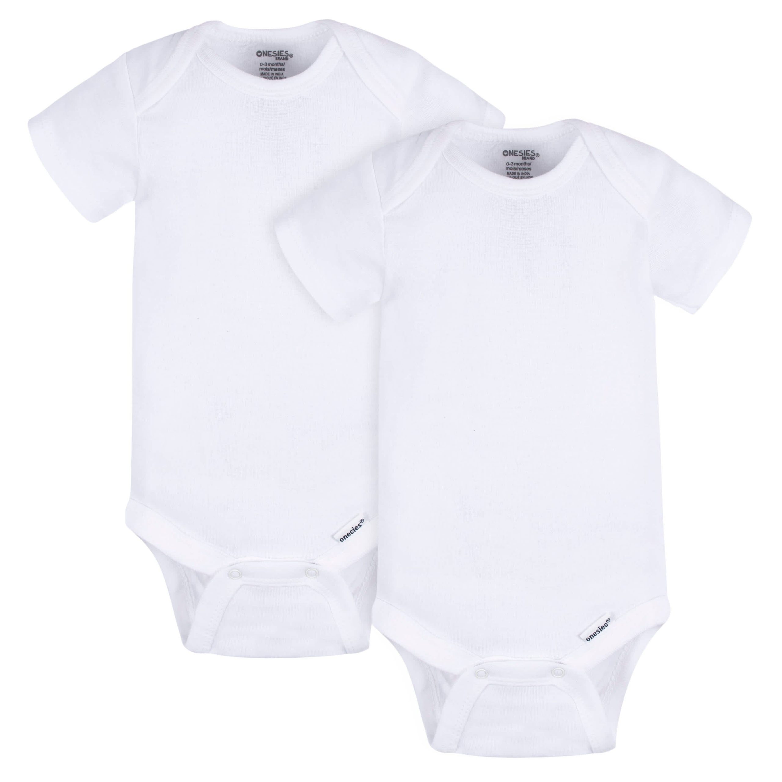 2-Pack Baby Neutral White Short Sleeve Onesies® Bodysuits