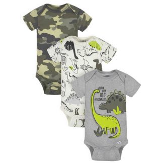 3-Pack Baby Boys Dinosaur Short Sleeve Onesies® Bodysuits