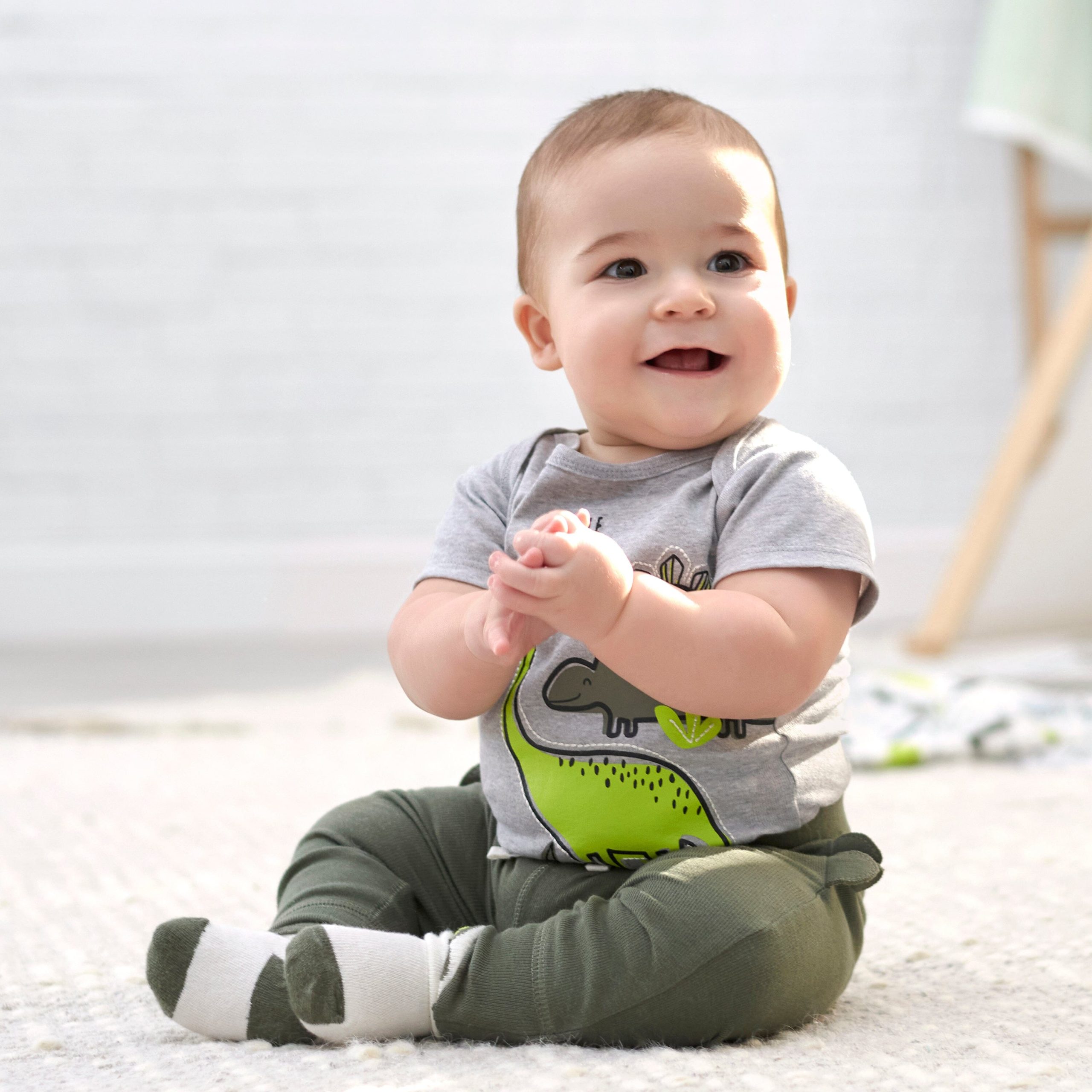 3-Pack Baby Boys Dinosaur Short Sleeve Onesies® Bodysuits - Image 2
