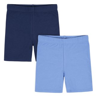 2-Pack Infant Girls Blue Pull-On Bike Shorts