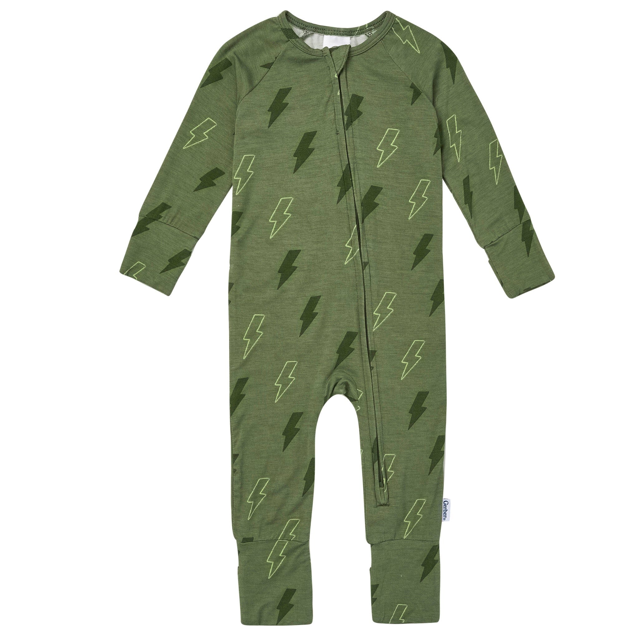 Baby Boys Green Bolts Snug Fit Footless Pajamas - Image 2