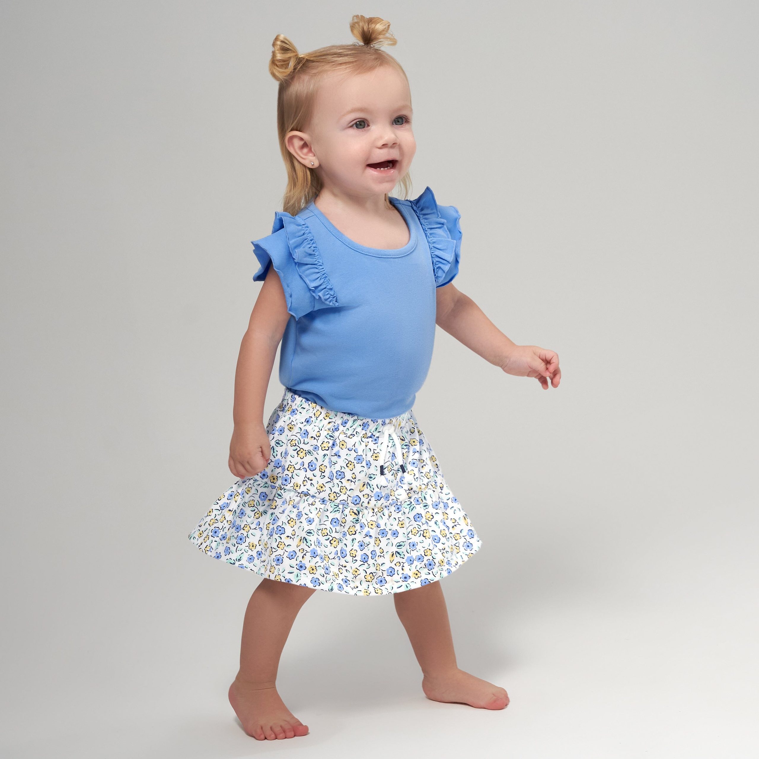 2-Pack Infant Girls Blue Floral Skorts - Image 2