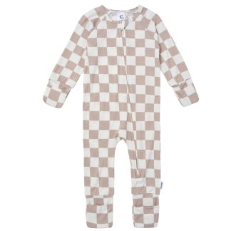 Baby & Toddler Neutral Taupe Check Snug Fit Footless Pajamas