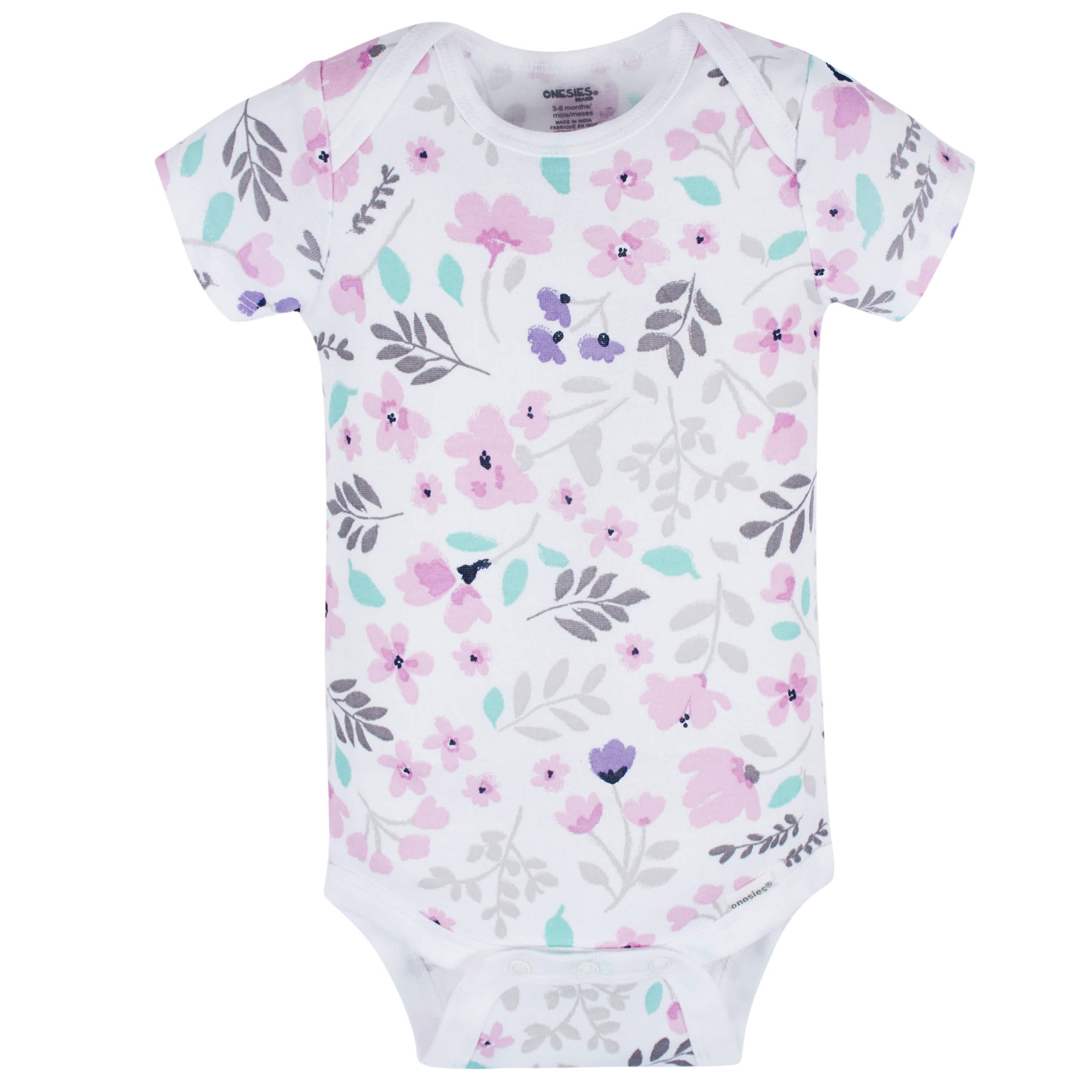 8-Pack Baby Girls Rainbow Floral Short Sleeve Onesies® Bodysuits - Image 4