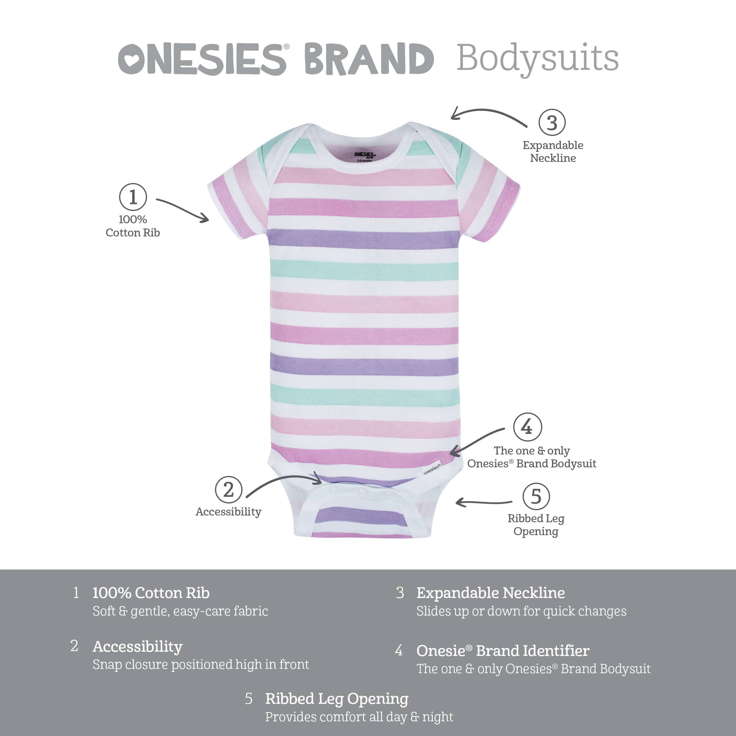 8-Pack Baby Girls Rainbow Floral Short Sleeve Onesies® Bodysuits - Image 10