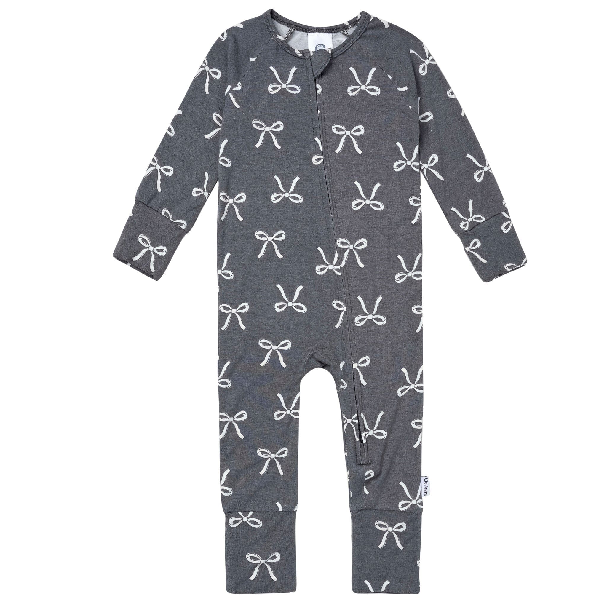 Baby & Toddler Girls Gray Bow Snug Fit Footless Pajamas - Image 2