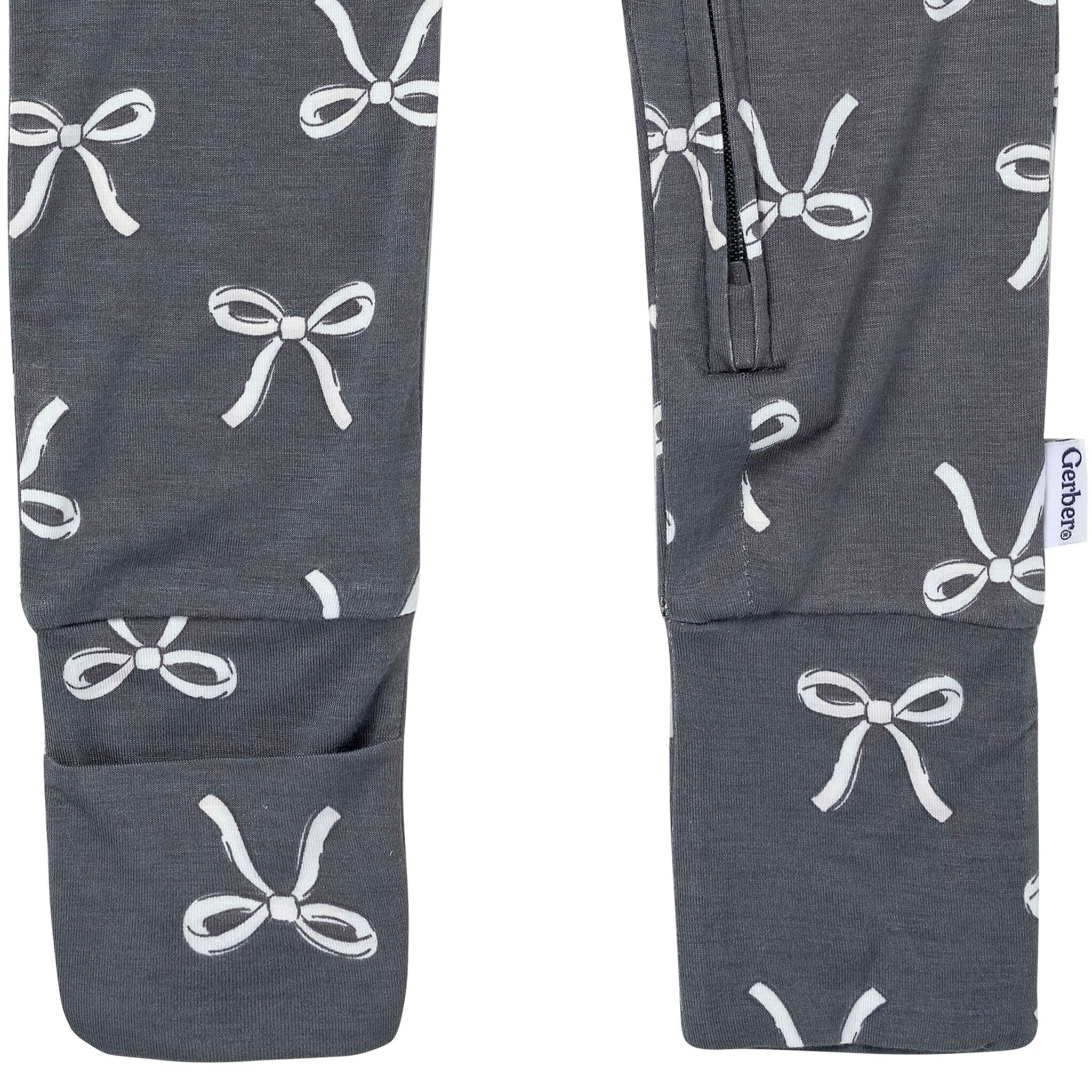 Baby & Toddler Girls Gray Bow Snug Fit Footless Pajamas - Image 4
