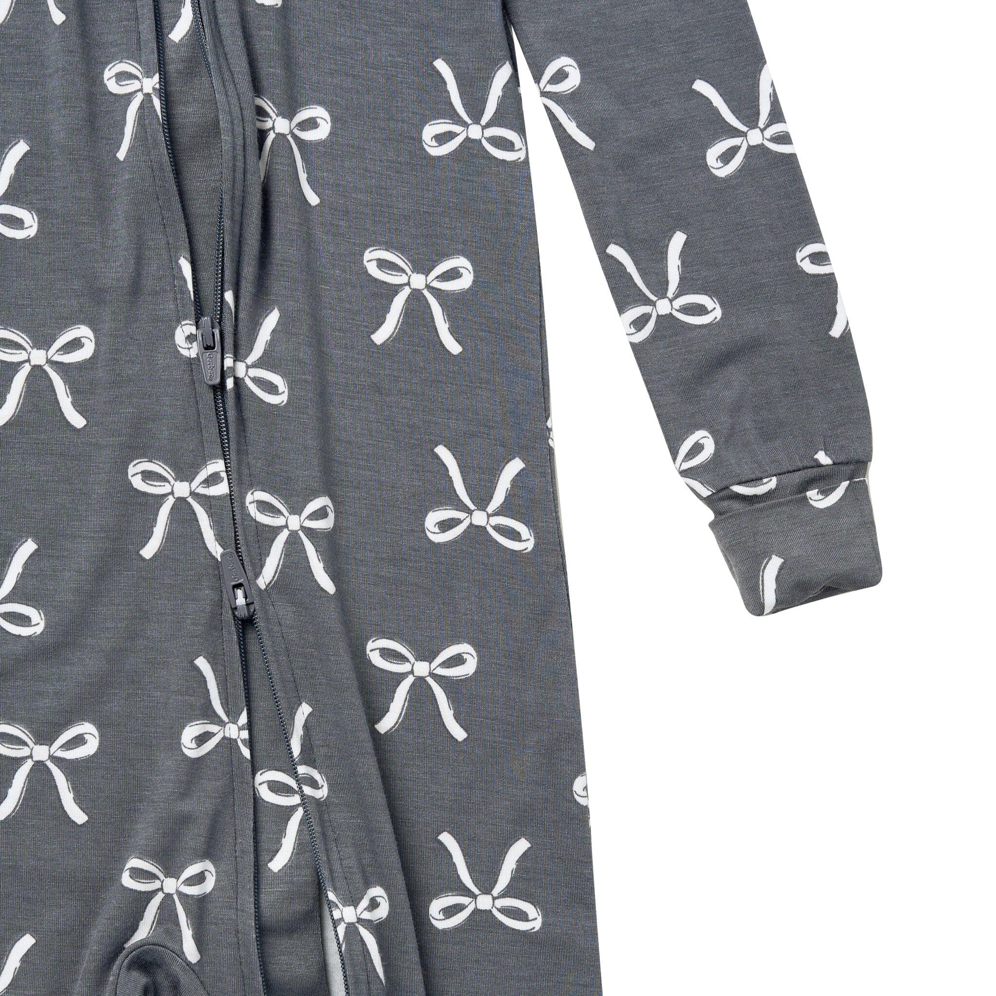 Baby & Toddler Girls Gray Bow Snug Fit Footless Pajamas - Image 6