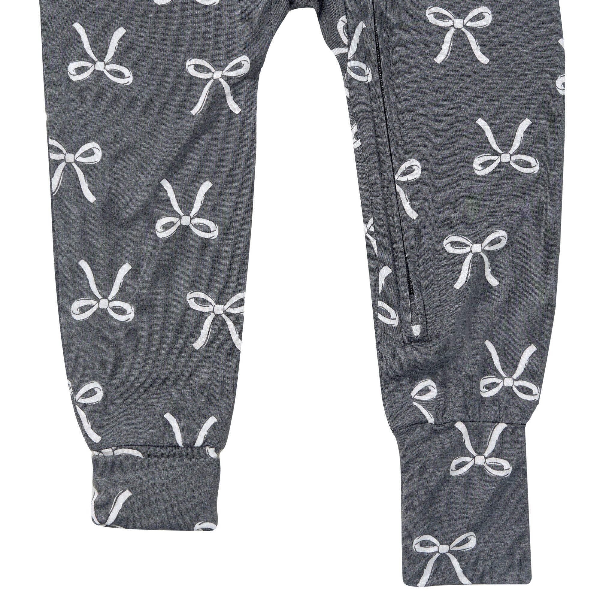 Baby & Toddler Girls Gray Bow Snug Fit Footless Pajamas - Image 8
