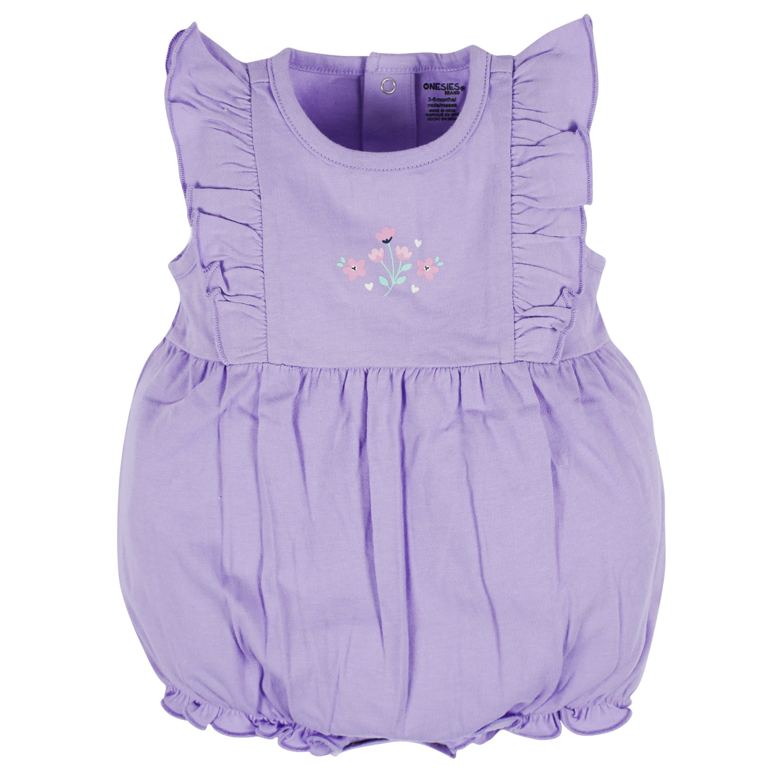 3-Pack Baby Girls Rainbow Floral Rompers - Image 5